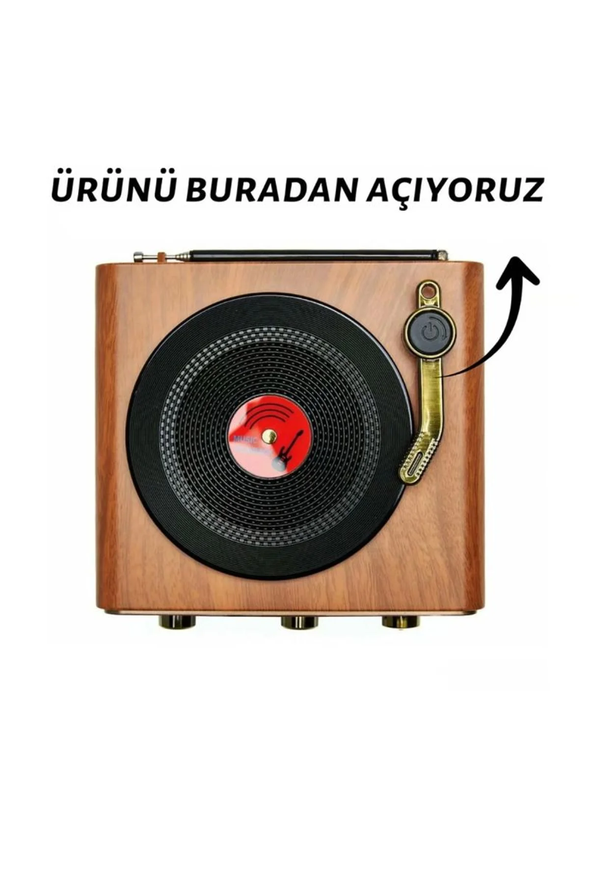 Nostaljik Tasarım Plak Çalar Görünümlü Radyolu Bluetooth Hoparlör Retro Müzik Plak Açık Kahverengi - Just Cheap Store Görsel 4