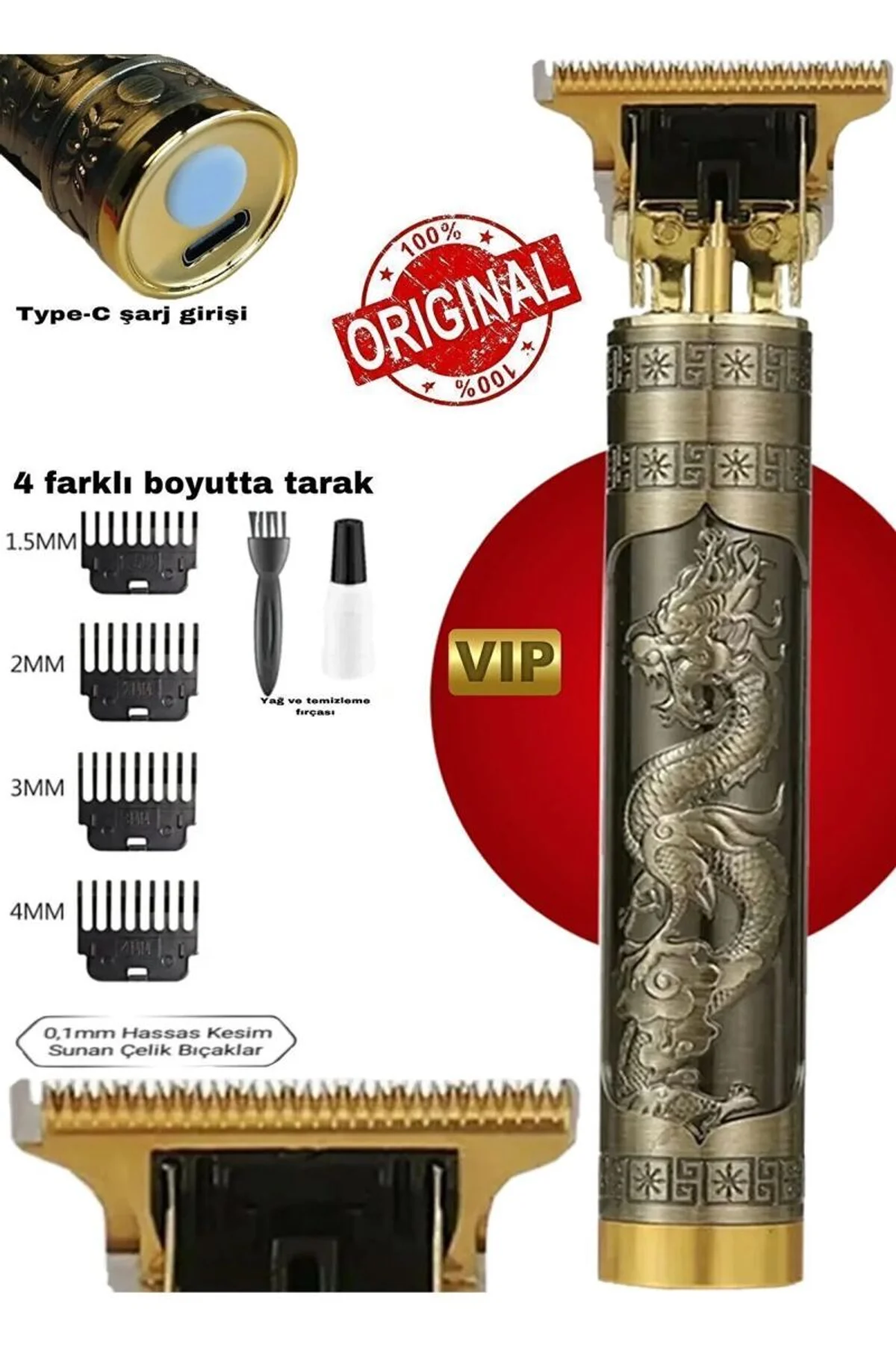 Dragon Çelik Kasa Profesyonel Saç Sakal Ense Çizim Tüm Vücut Tüyü Lazer Öncesi Tıraş Makinesi - Just Cheap Store Görsel 3