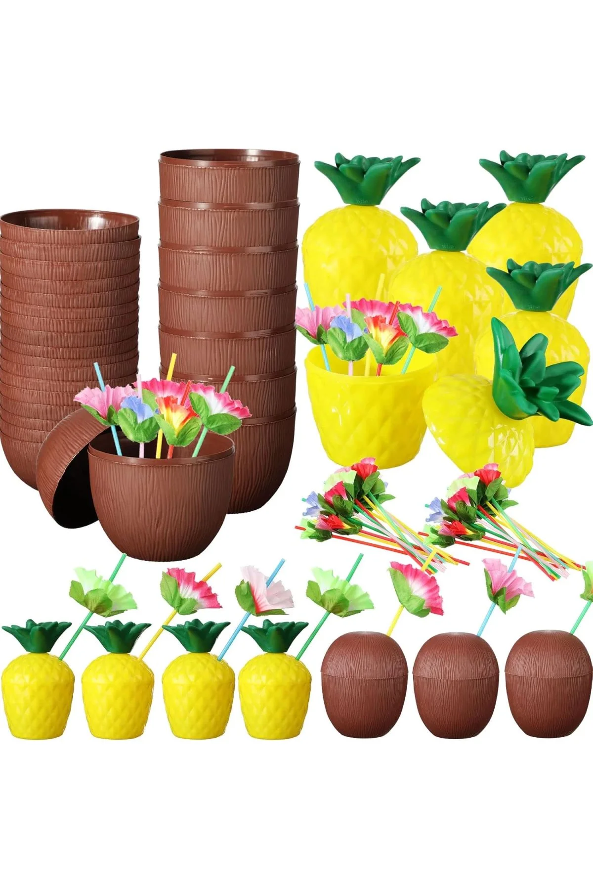 Ananas Hindistan Cevizi Tasarımlı Pipetli Bardak Seti (6 Adet) - Just Cheap Store Görsel 4