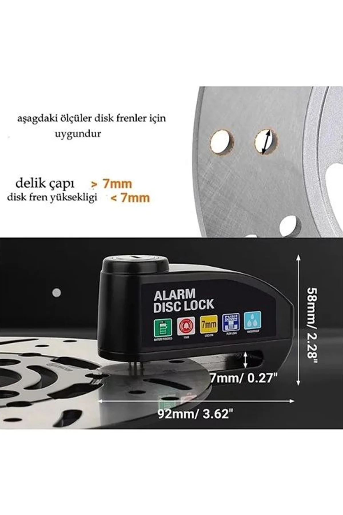 Alarmlı Disk Kilidi Motorsiklet Scooter Bisiklet Sesli Alarm 110 Desibel Yüksek Ses - Just Cheap Store Görsel 4