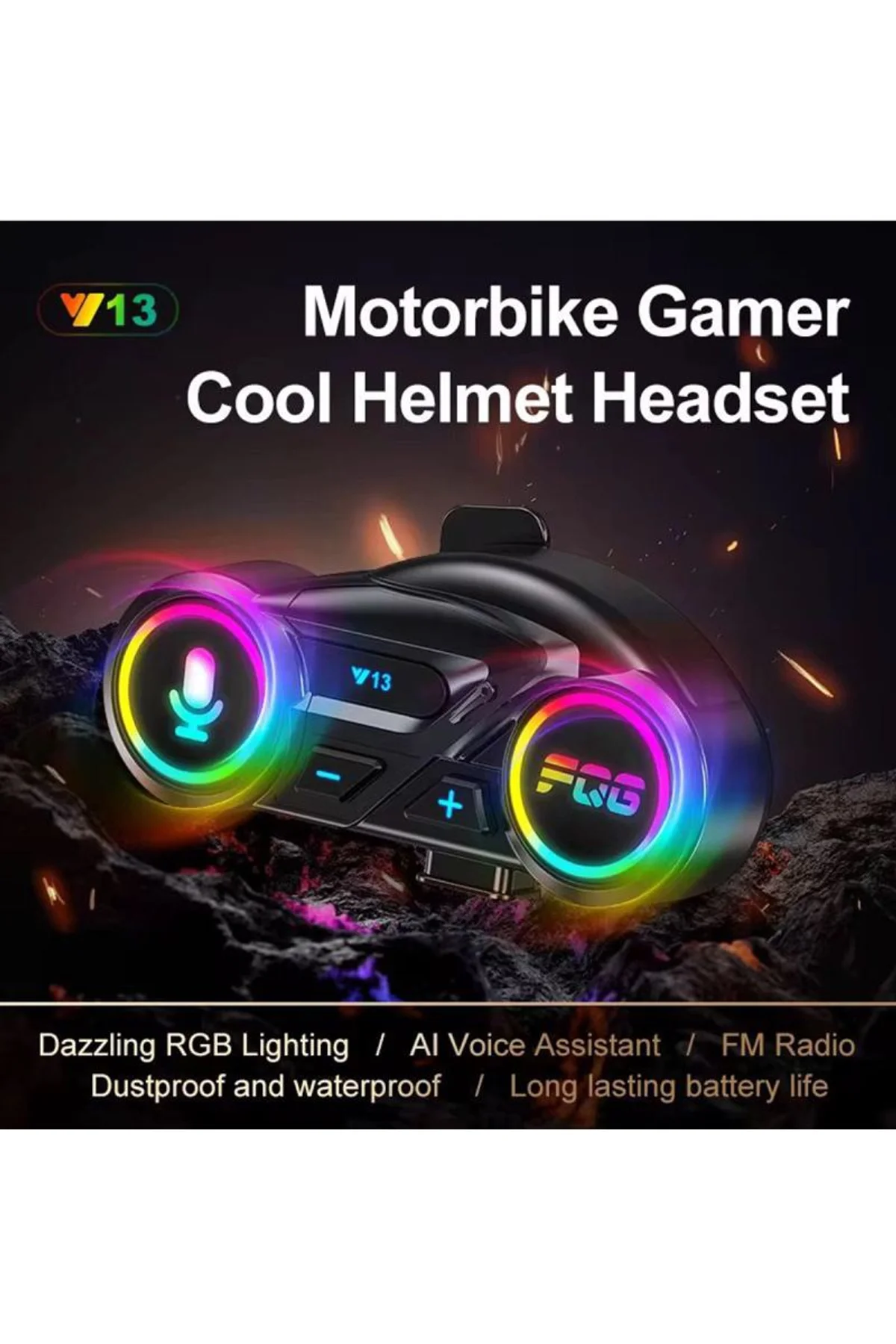 Y13 Motor Kask Kulaklık Rgb Modlu Radyolu Motosiklet Kulaklık 5.3 Bluetooth Intercom - Just Cheap Store Görsel 5