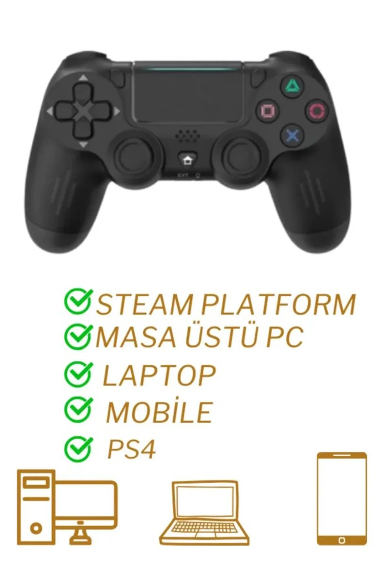 Ps4 Kol Wireless Bt Kablosuz Oyun Kolu Ps4 Joystick Tablet Telefon Pc Uyumlu Titreşimli Oyun Kolu - Just Cheap Store Görsel 2