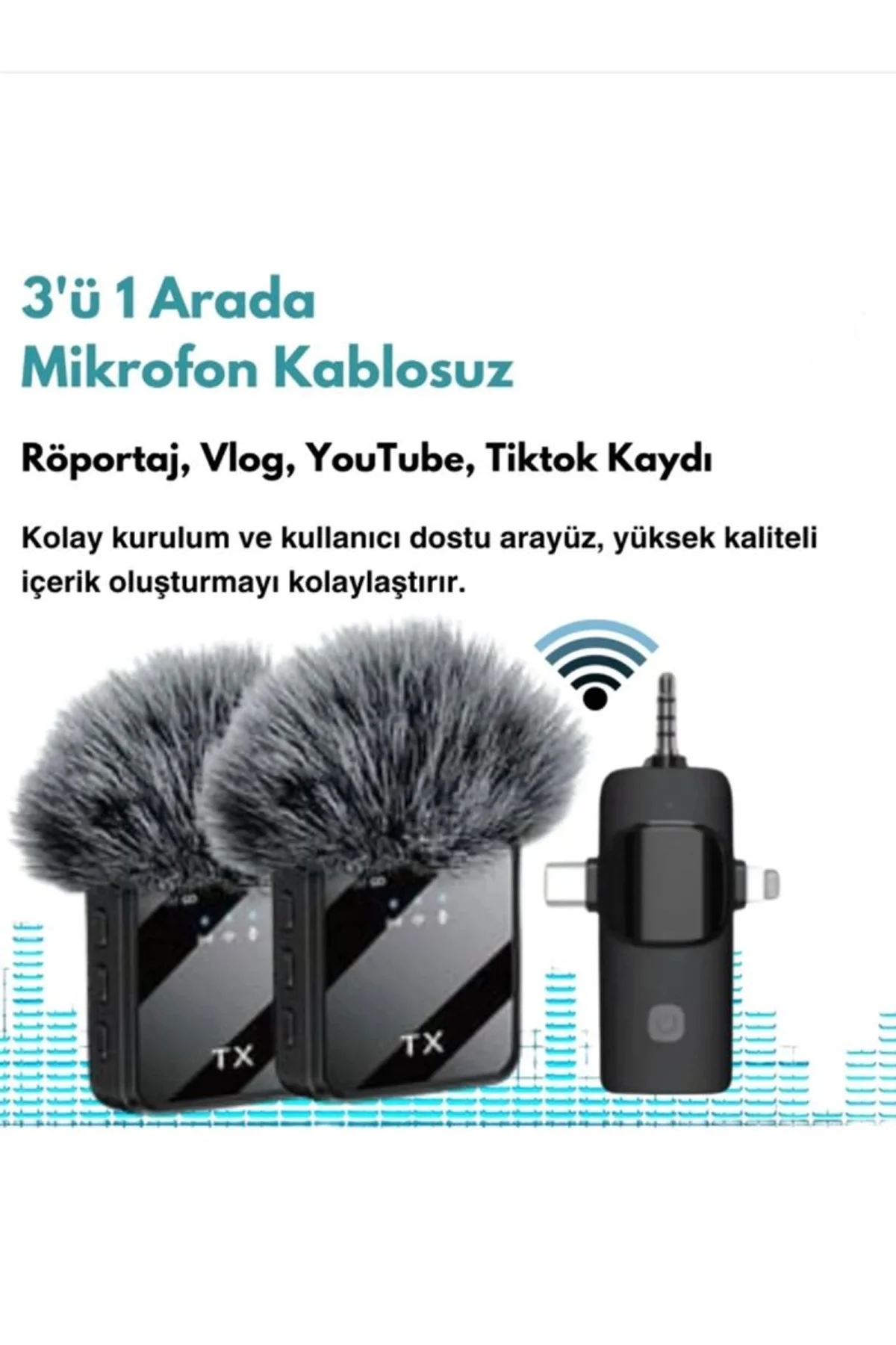 F11 Yüksek Kalite Profesyonel 3 In 1 Kablosuz Taşınabilir Yaka Mikrofonu Tüylü - Just Cheap Store Görsel 4