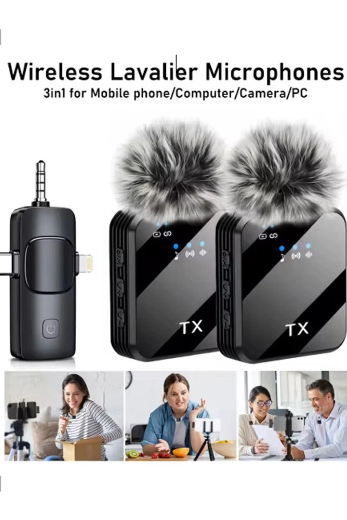 F11 Yüksek Kalite Profesyonel 3 In 1 Kablosuz Taşınabilir Yaka Mikrofonu Tüylü - Just Cheap Store Görsel 3