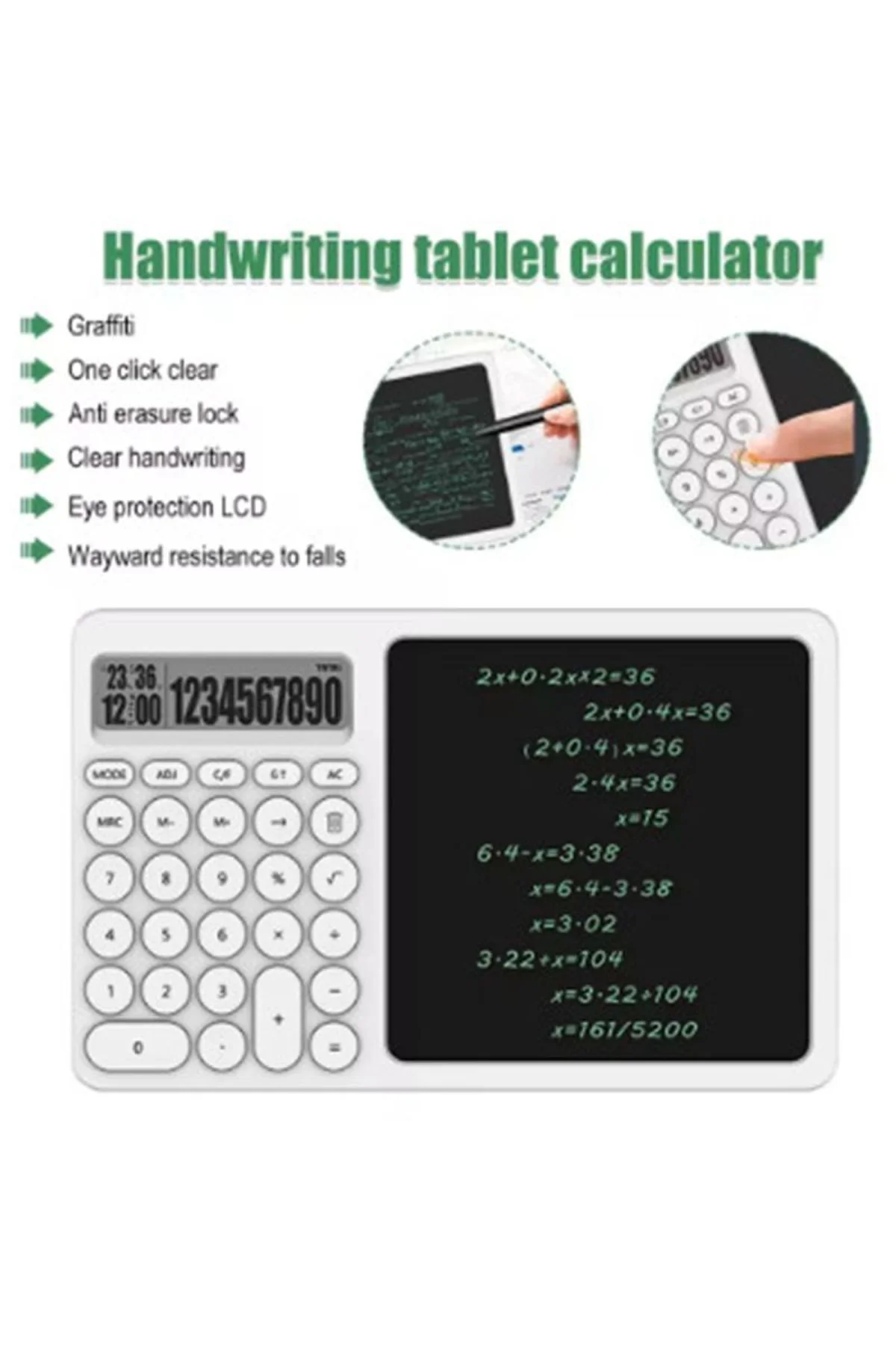 Çok Amaçlı Digital Hesap Makinesi Lcd Ekran Yazma Tableti Ofis Okul İçin Silinebilir El Yazısı Not D - Just Cheap Store Görsel 2