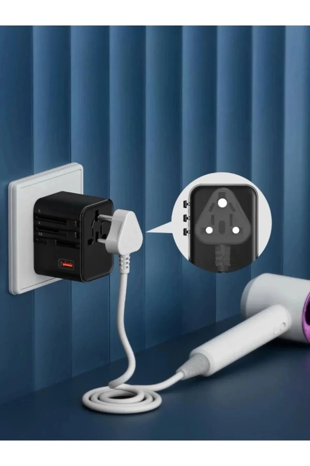 25w Evrensel Seyahat Adaptörü, Eu/us/uk/au Priz Dönüştürücü, 1x Usb, 2x Type-c Hızlı Şarj - Just Cheap Store Görsel 2