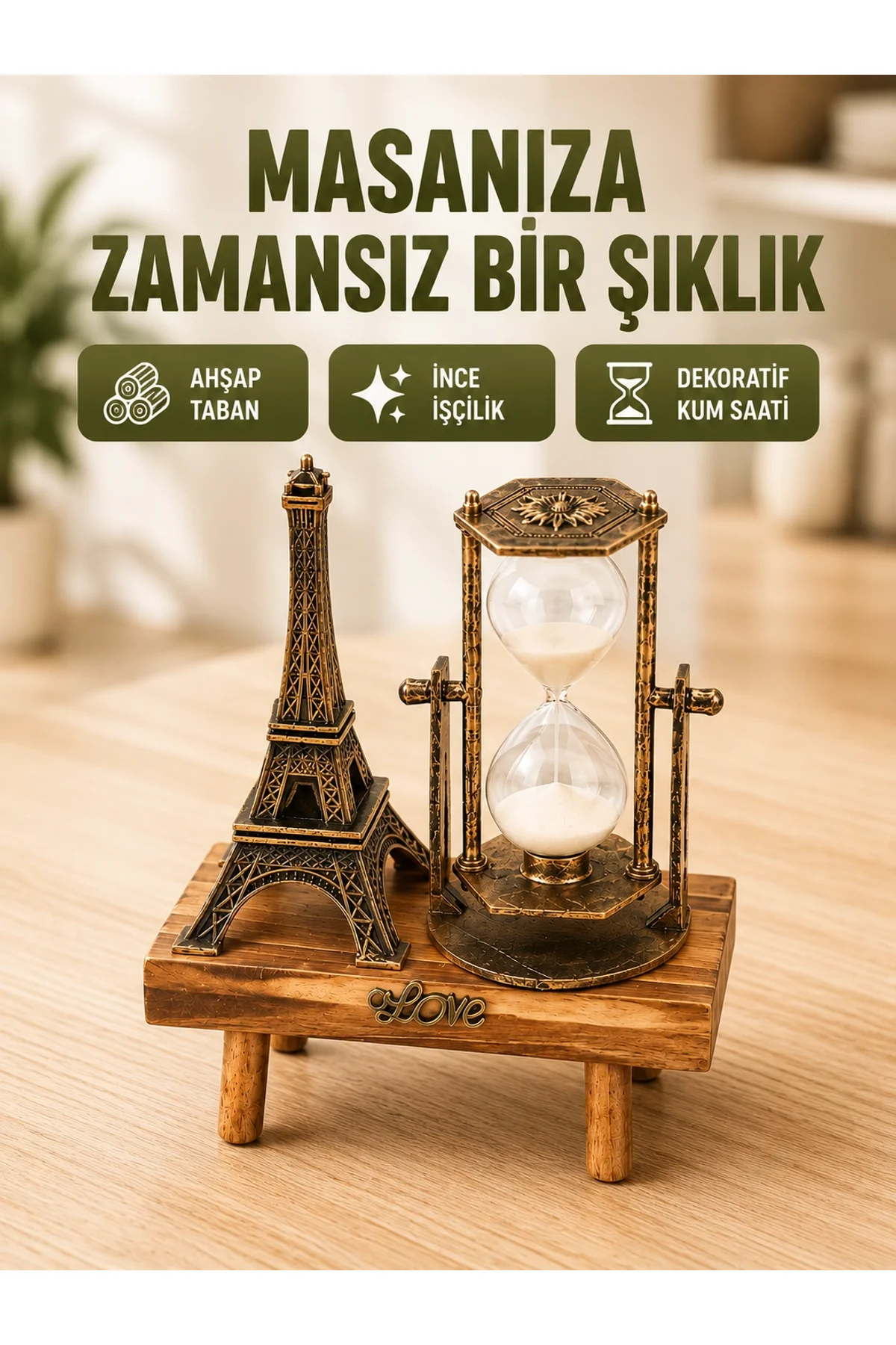 Ev, Ofis Ve Kafeler İçin Retro Ahşap Kum Saati Dekorasyonu