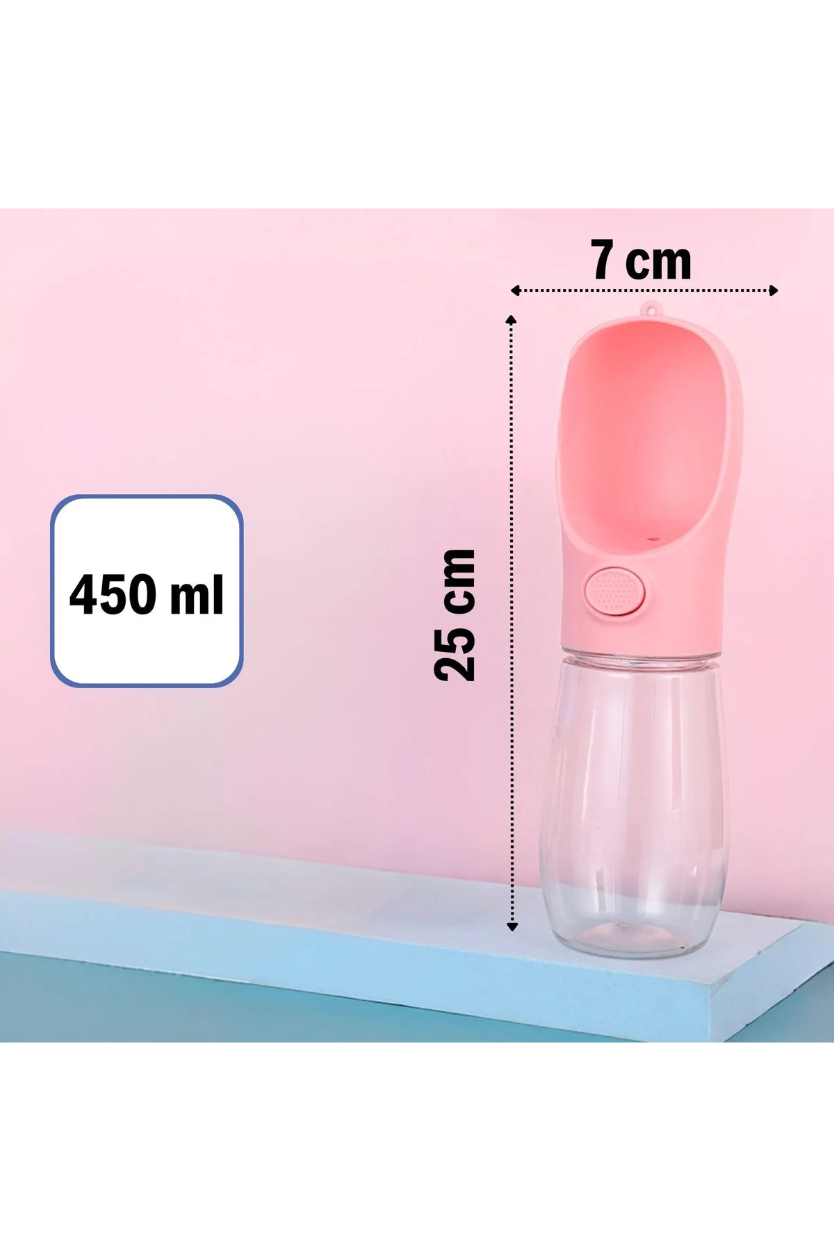450 ml Taşınabilir Butonlu Evcil Hayvan Suluğu (4741) - Just Cheap Store Görsel 4