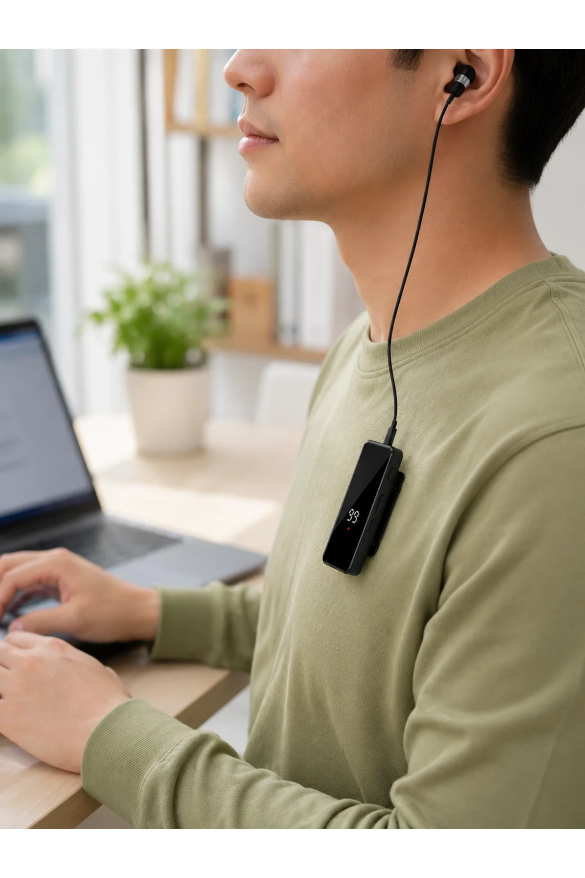 Klipsli Tek Kulaklıklı Kablosuz Bluetooth Kulaklık Dijital Ekranlı Taşınabilir Model