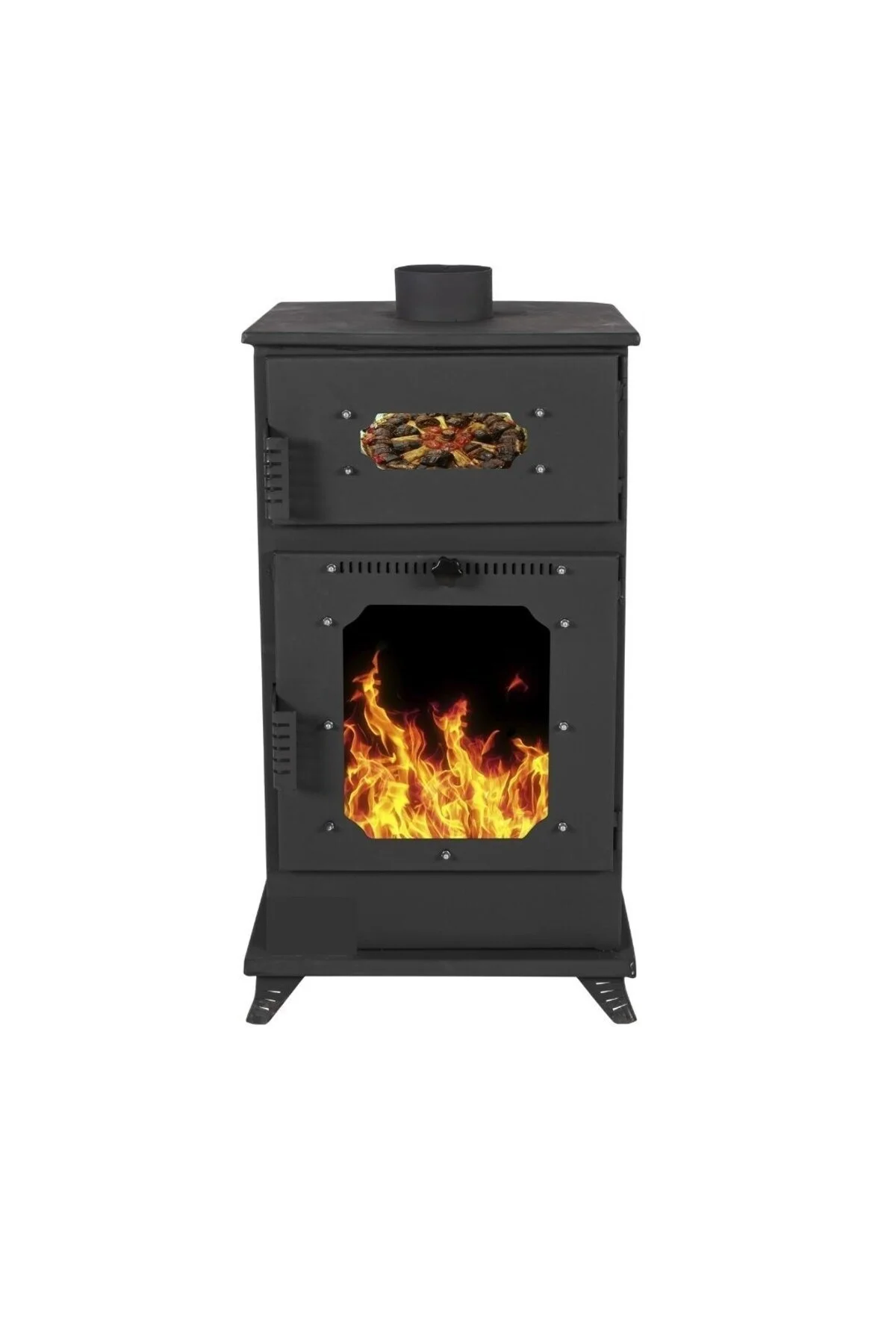 Pelet ve Odun Sobası MS-K003 Modeli Şömineli - Fırınlı