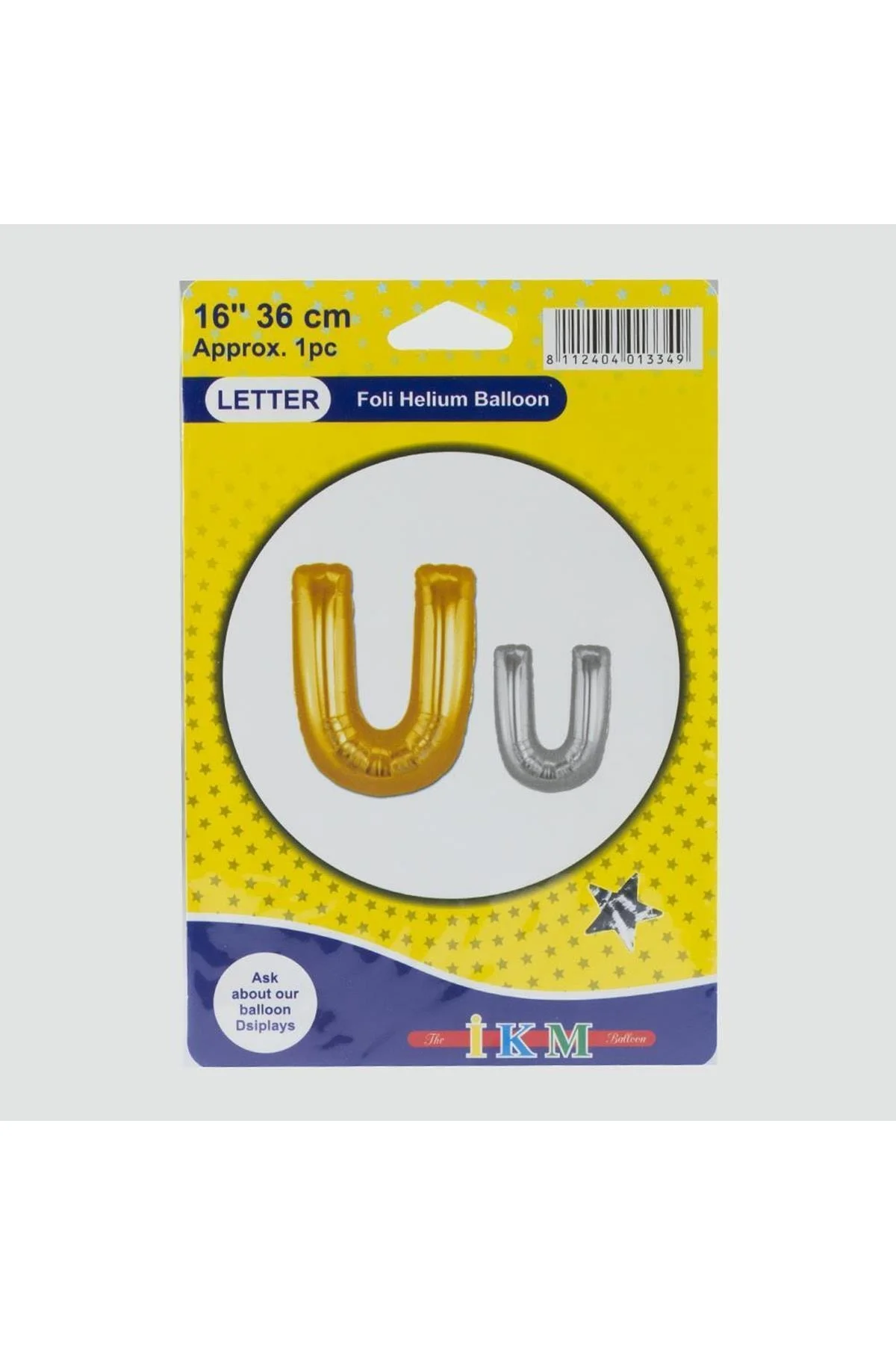 Sarı Renkli 16*36 Harfli Folyo Balon Renk:mıodel-19 Birim:1 Adet