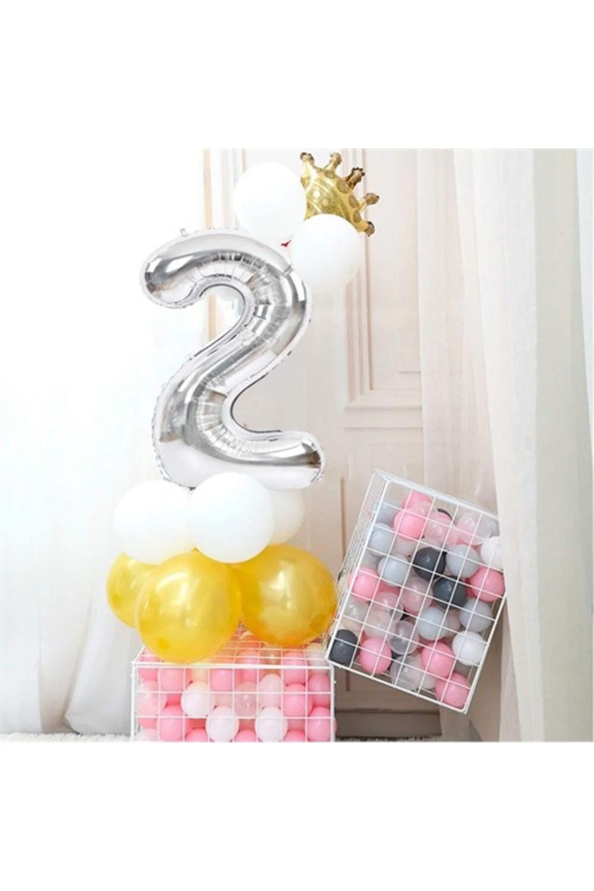 5 Rakam Folyo Balon Gümüş 100 Cm - ikm balon Görsel 5