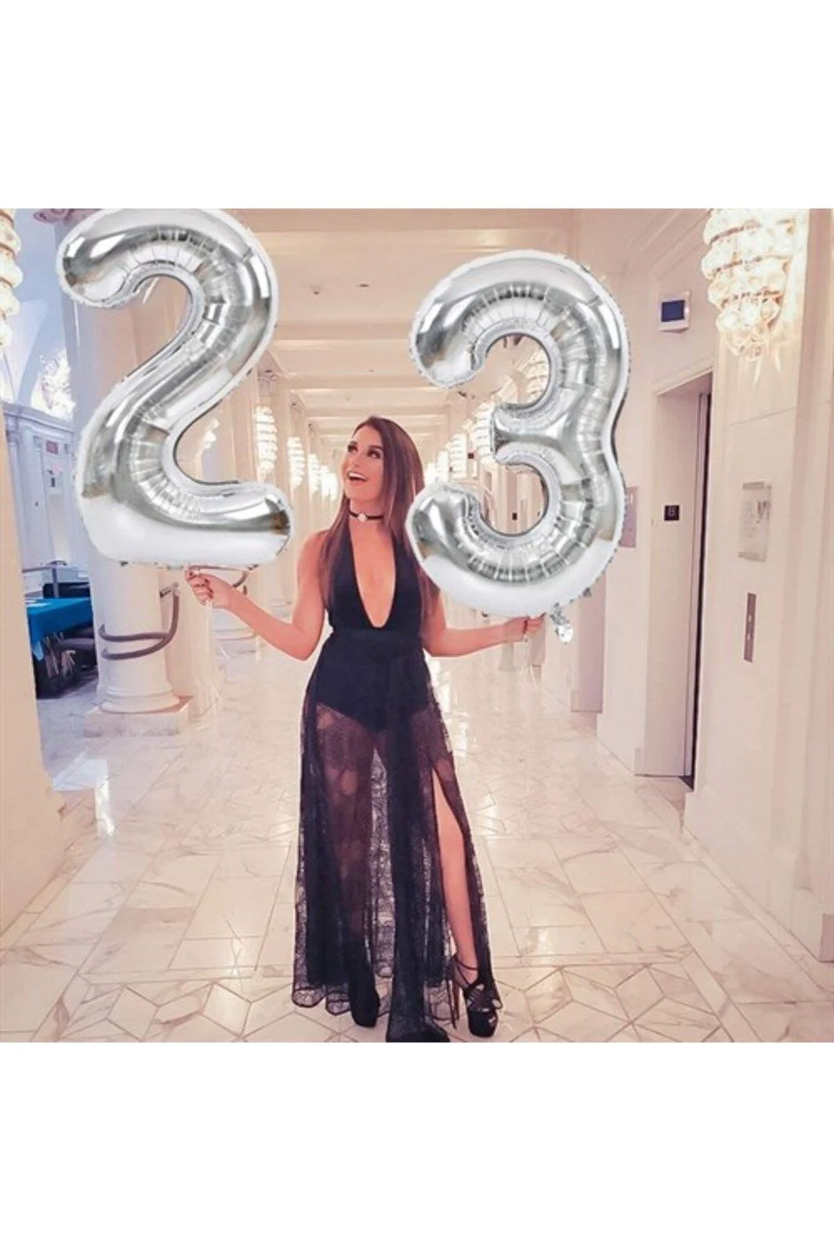 5 Rakam Folyo Balon Gümüş 100 Cm - ikm balon Görsel 2