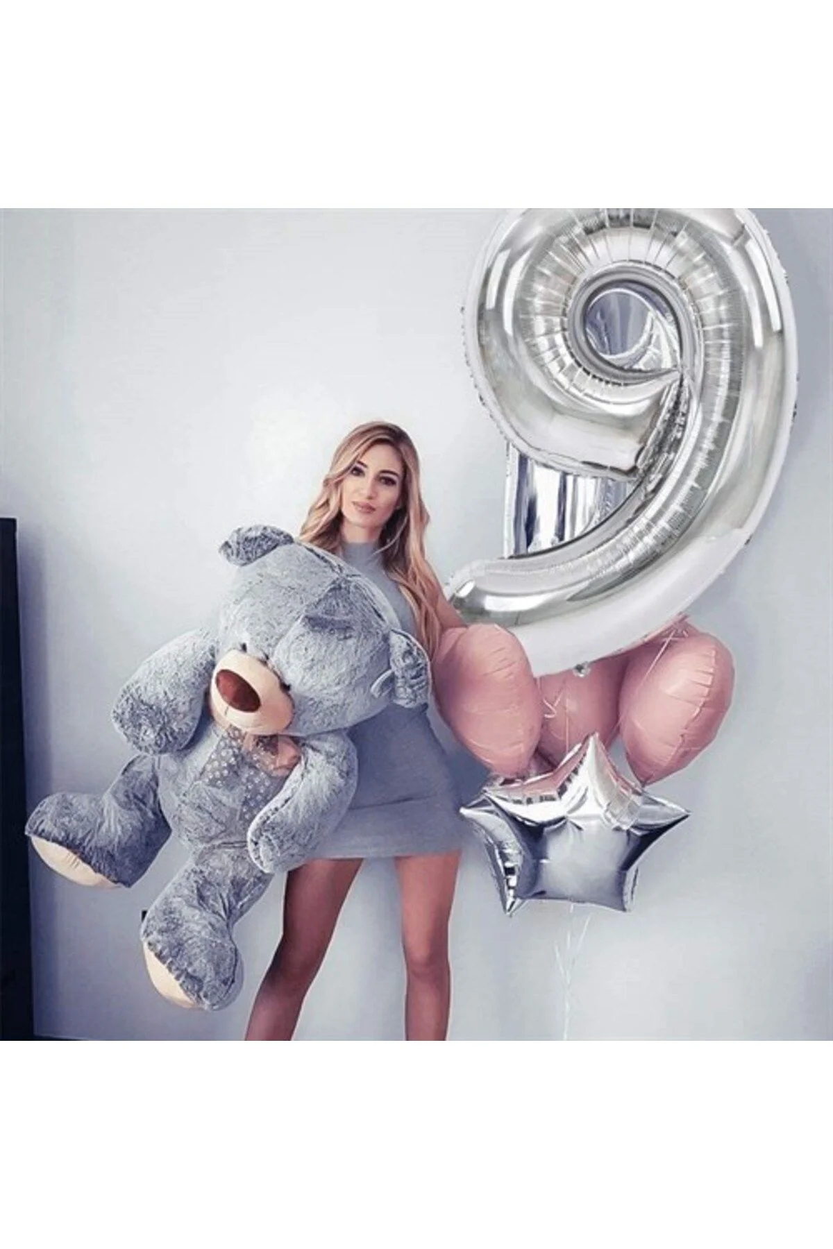5 Rakam Folyo Balon Gümüş 100 Cm - ikm balon Görsel 3