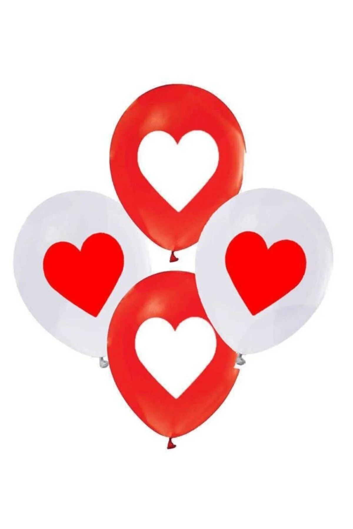 Fırsat Ayı Kalp Baskılı Kırmızı Beyaz Balon 5'li Paket