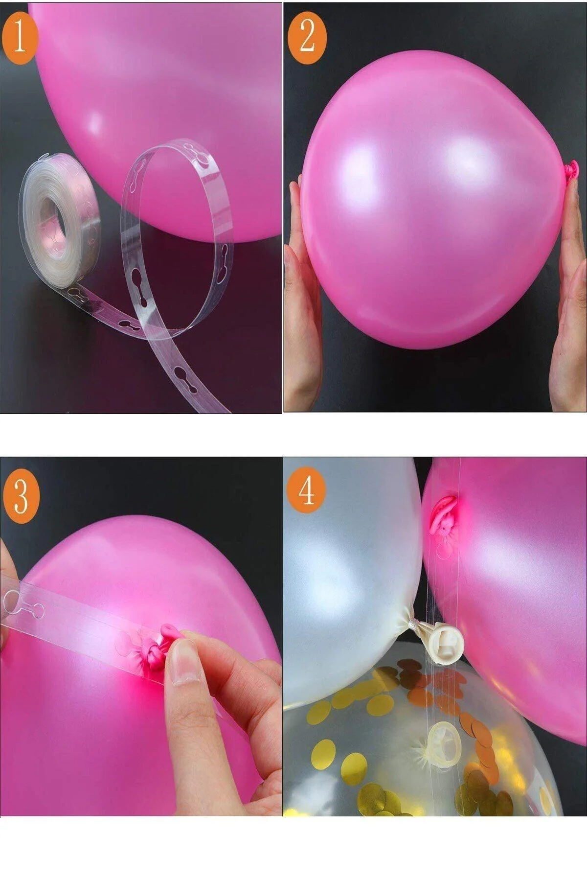 Fırsat Ayı 100 Adet Metalik Pempe, Lila Balon 5metre Balon Zinciri Konsepti-uçan-güzel Balon - Firsat Ayi Görsel 2