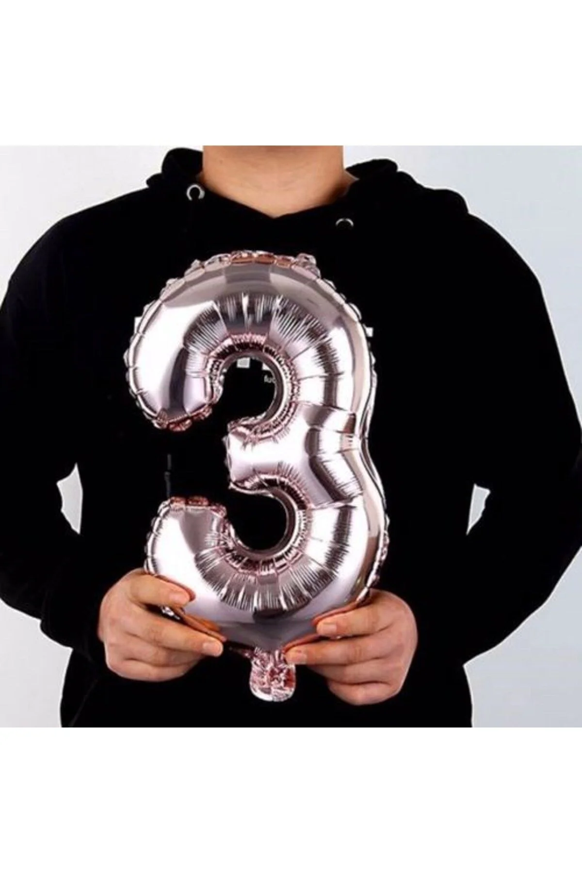 0 Rakam Folyo Gümüş Balon Küçük 35 cm - Partioutlet Görsel 4