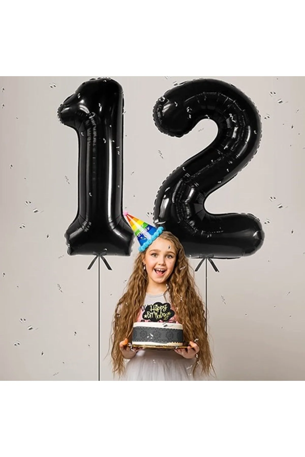 2 Rakam Folyo Balon Siyah 100 cm - Partioutlet Görsel 4
