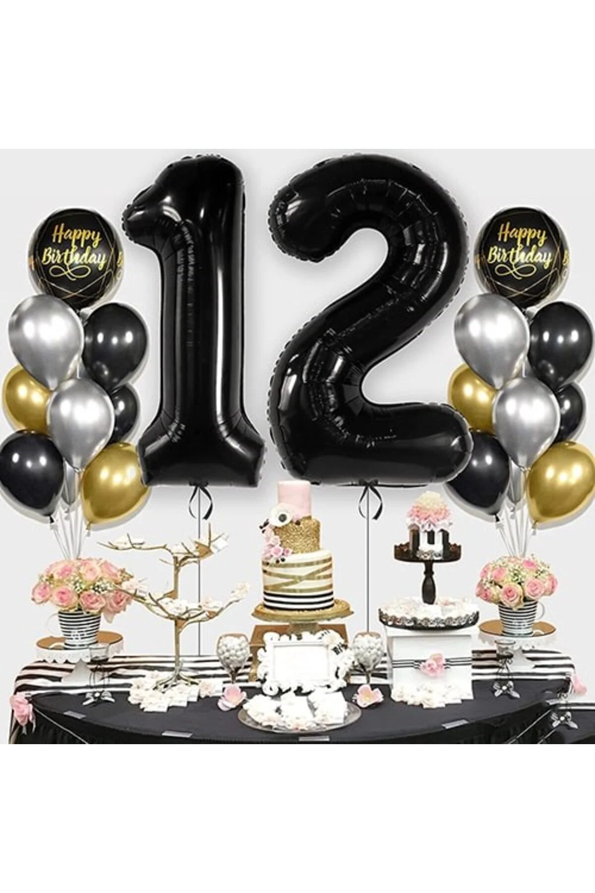 2 Rakam Folyo Balon Siyah 100 cm - Partioutlet Görsel 2