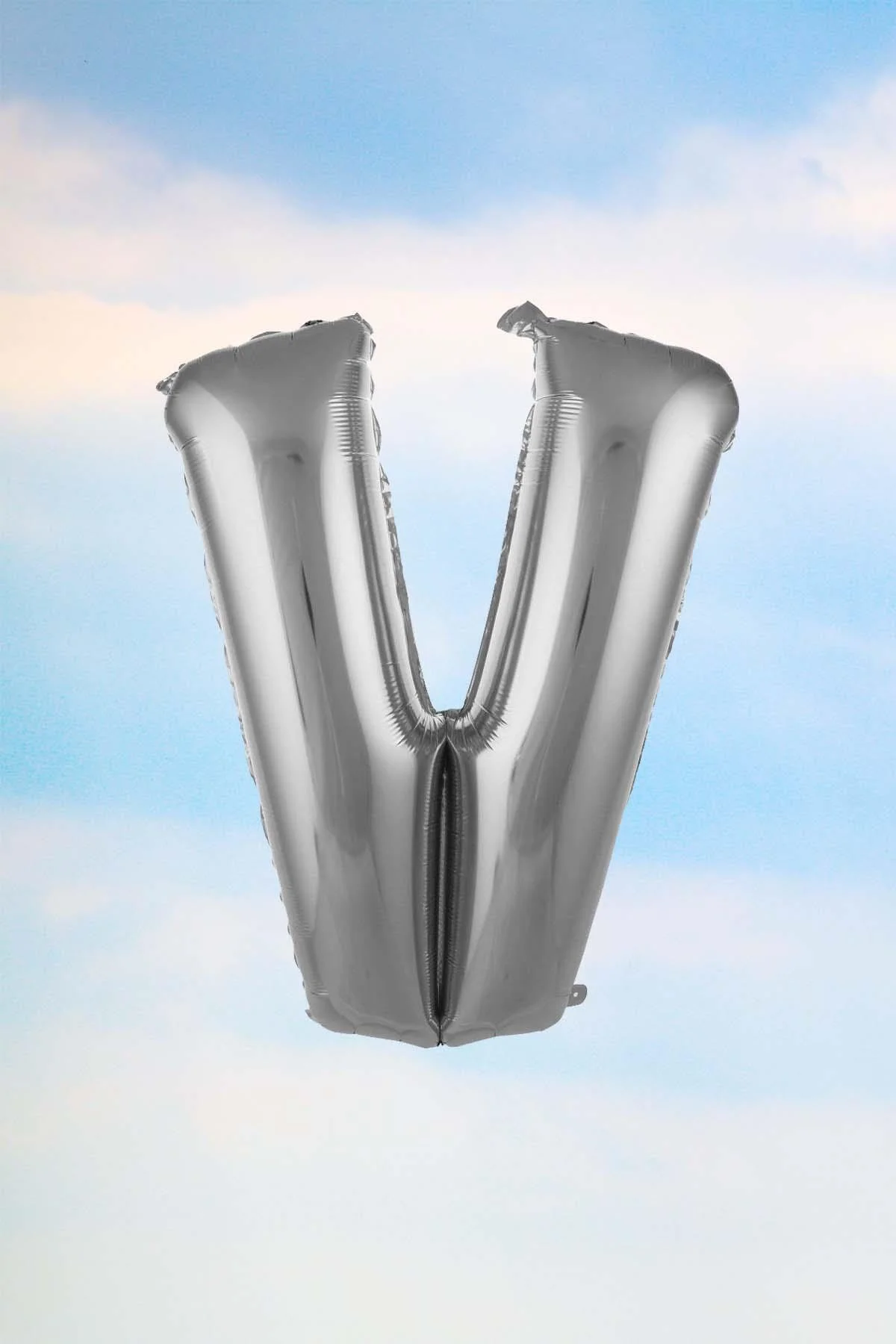 V Harfi Gümüş Folyo Balon 100 Cm 40 Inç 1 Metre Silver