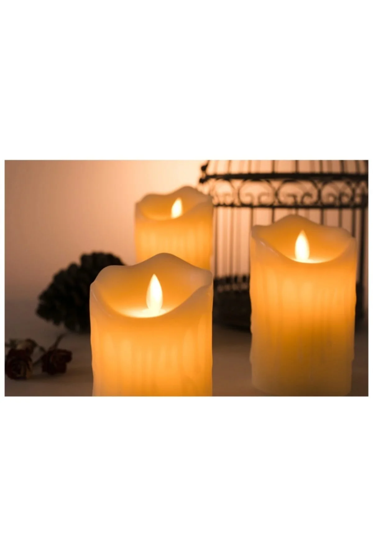 Led Hareketli Alev Görünümlü Dekoratif Mum 7 cm - rennway Görsel 4