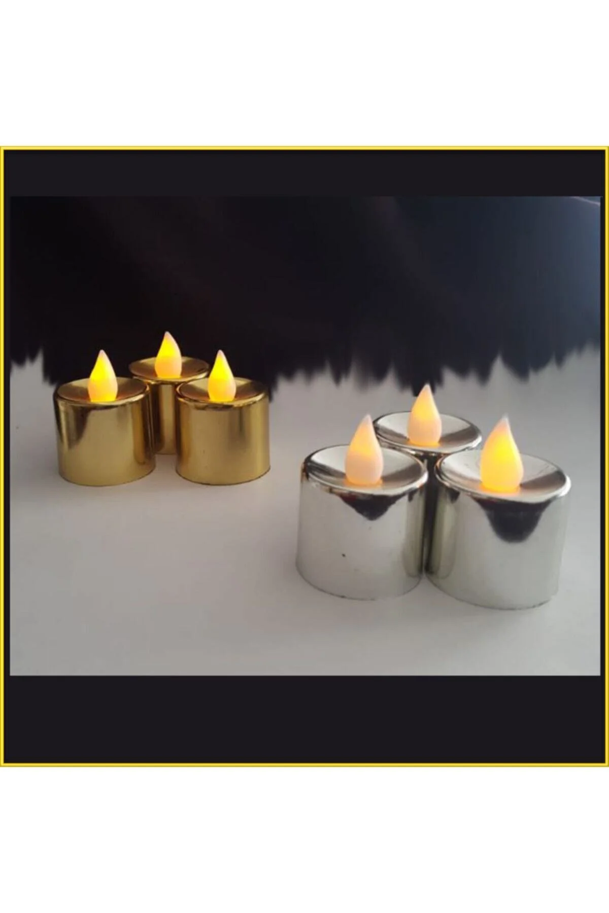 3 Gold 3 Silver Dumansız Pilli Led Mum - alayımbari Görsel 2
