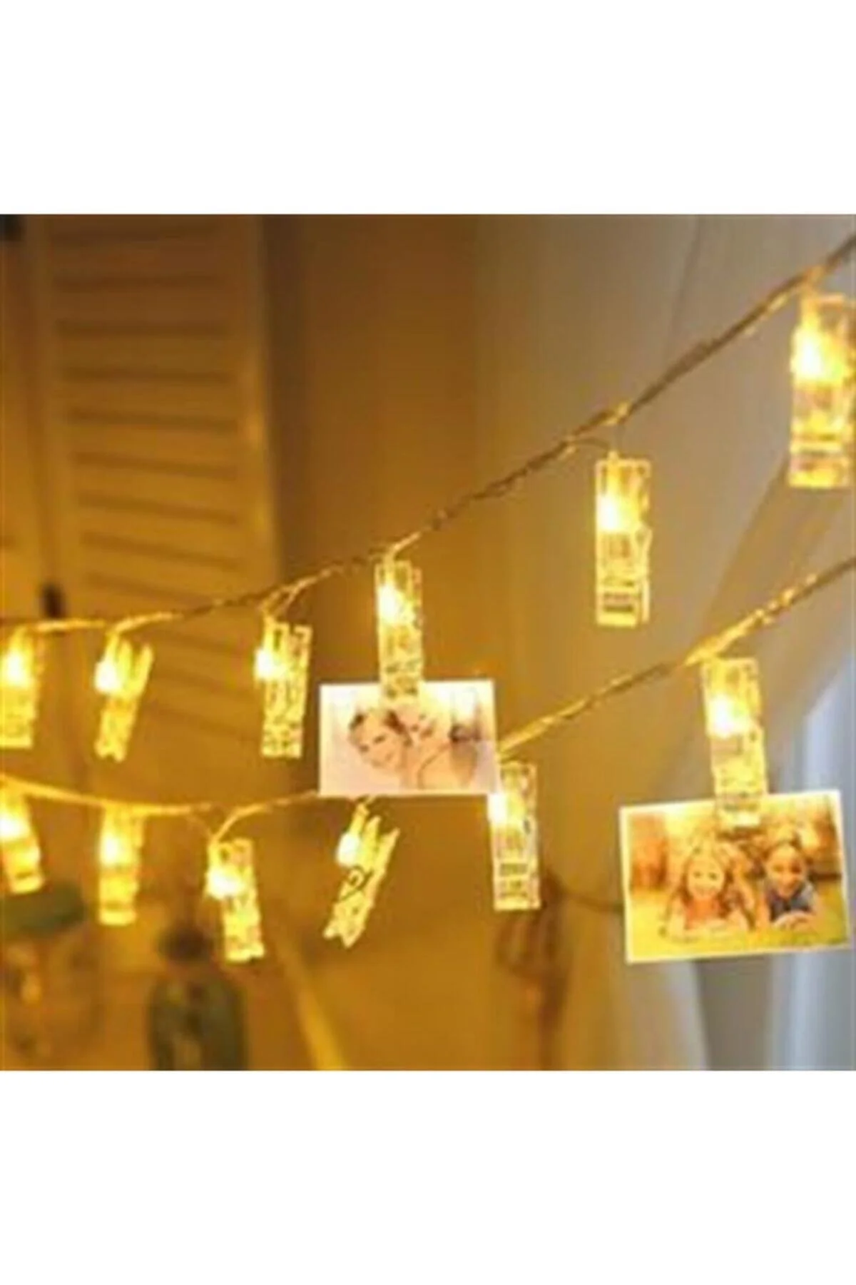 3 m 20'li Led Işıklı Dekoratif Fotoğraf Askılığı Mandalları