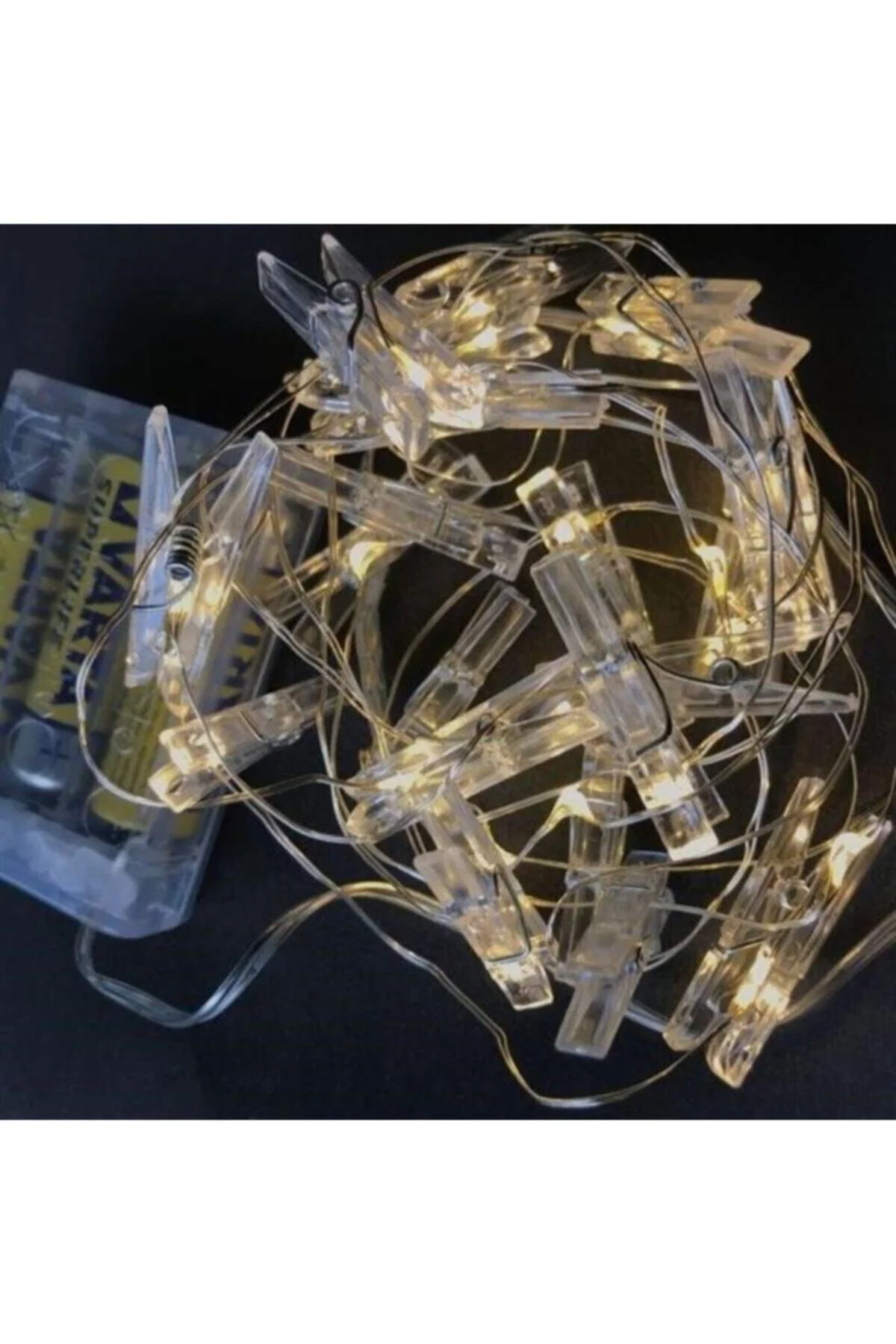 3 m 20'li Led Işıklı Dekoratif Fotoğraf Askılığı Mandalları - rennway Görsel 5