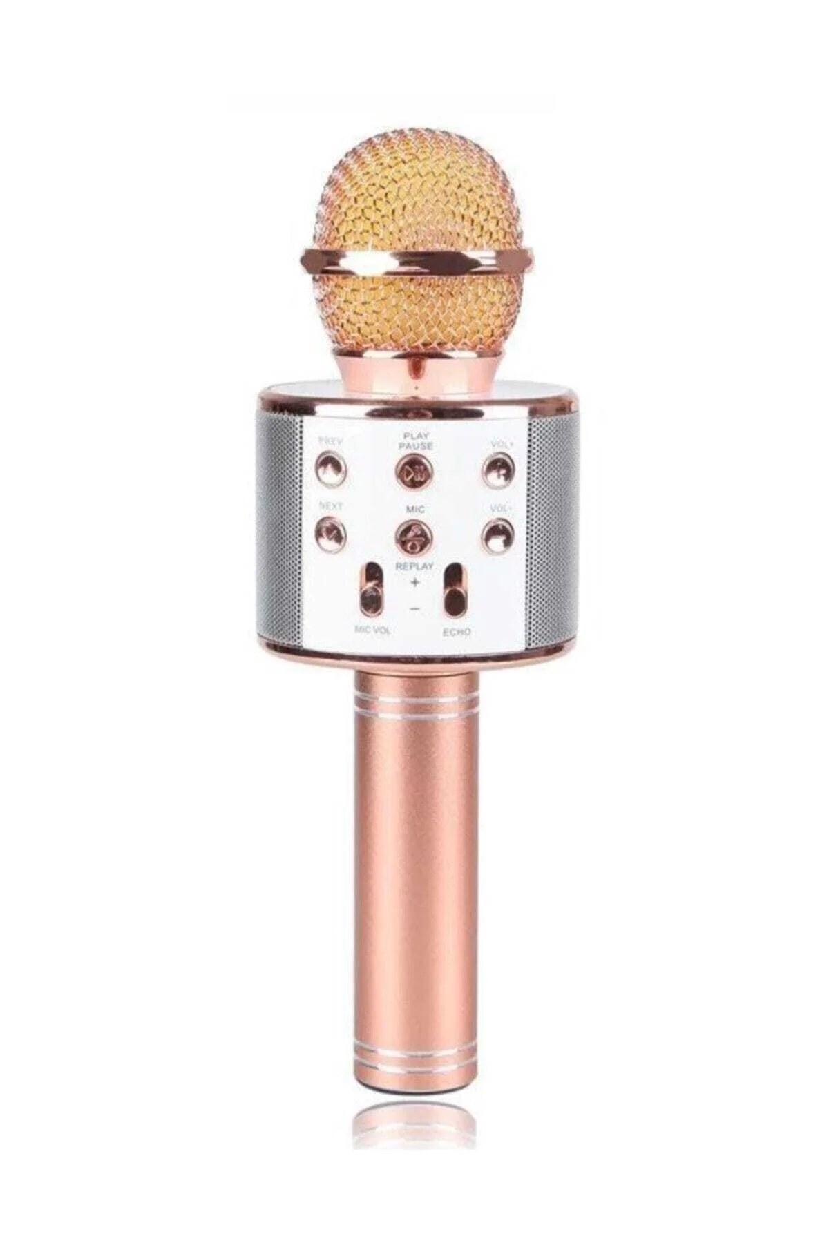 ® Karaoke Mikrofon, Bluetooth Speaker, Ses Bombası, Kablosuz Hoparlör - Gold