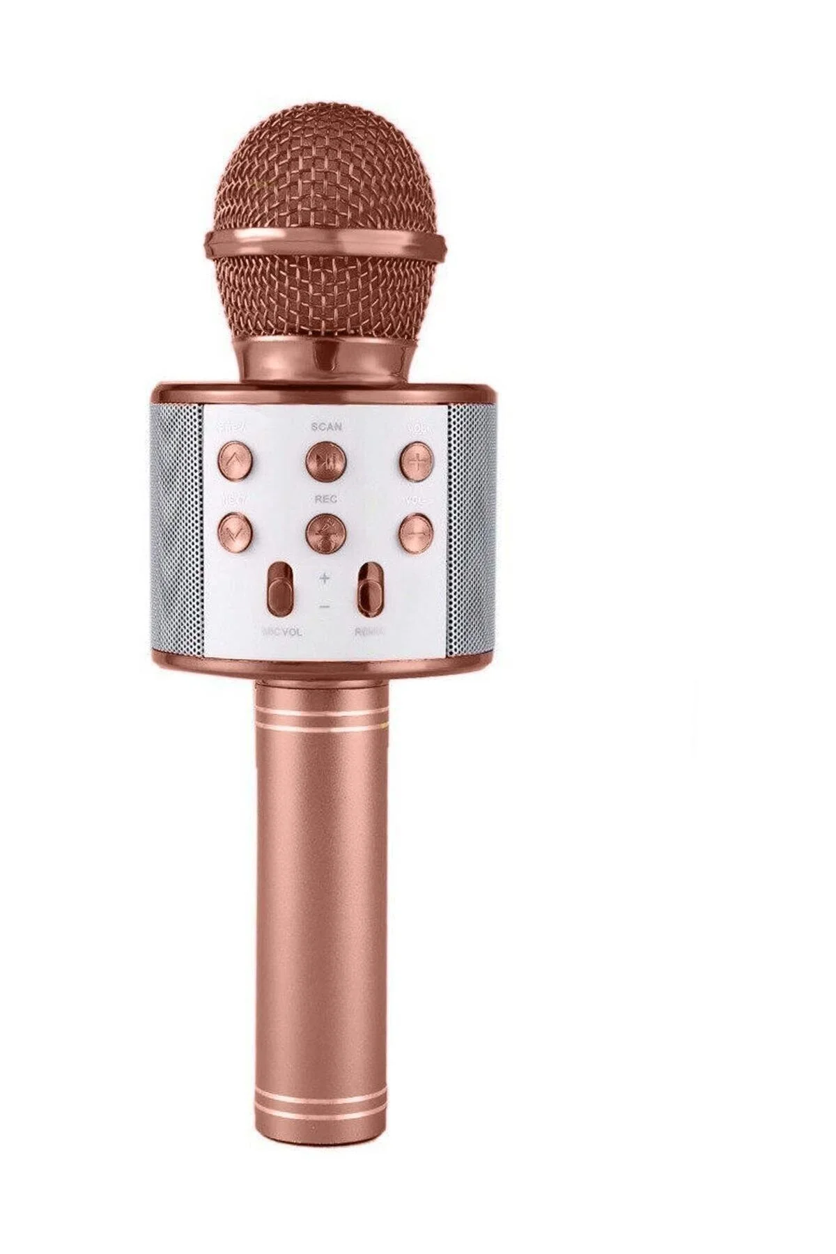 Karaoke Mikrofon, Bluetooth Speaker, Ses Bombası, Kablosuz Hoparlör - Rosegold