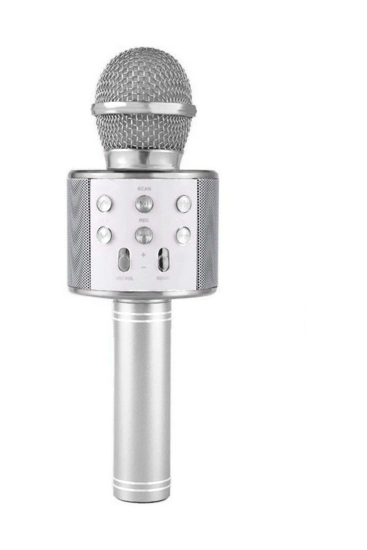 Karaoke Mikrofon Bluetooth, Usb, Hafıza Kartı Ve Aux Girişli Ws-858 Gümüş
