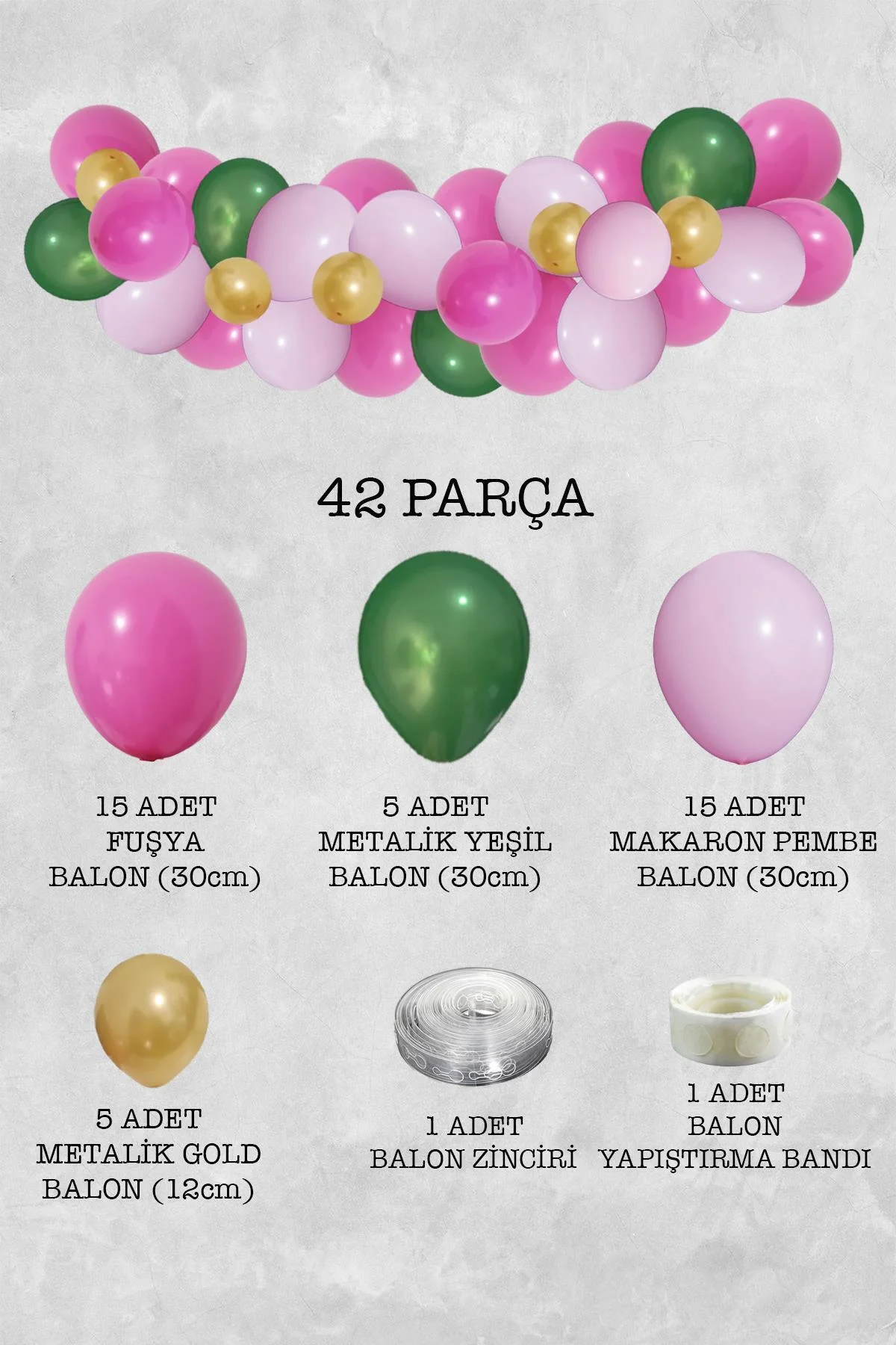 Aloha Konsept Balon Zinciri Aloha Tema Parti Balon Seti 42 Parça - PEKSHOP Görsel 2