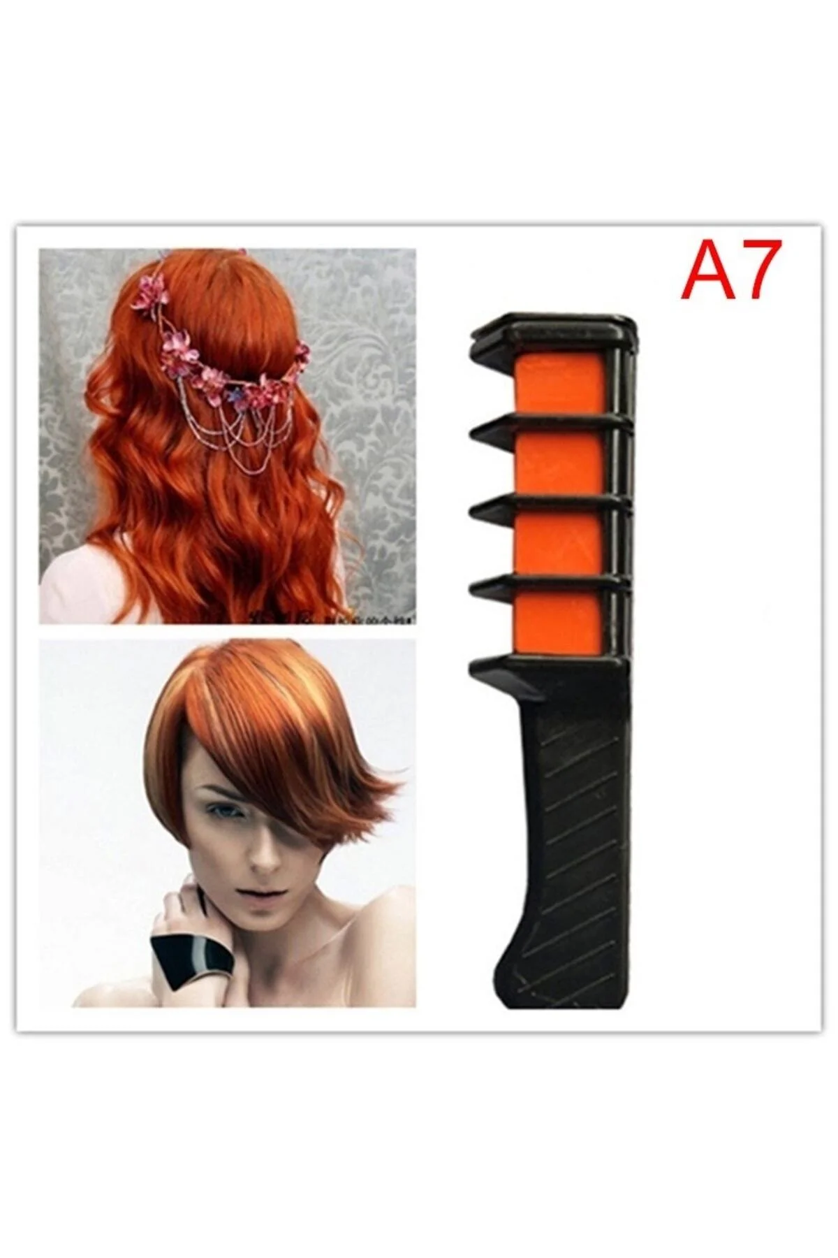 Rengarenk Saç Boyama Tebeşiri - Mini Taraklı Konsept Saç Boyama Seti Hair Chalk Turuncu