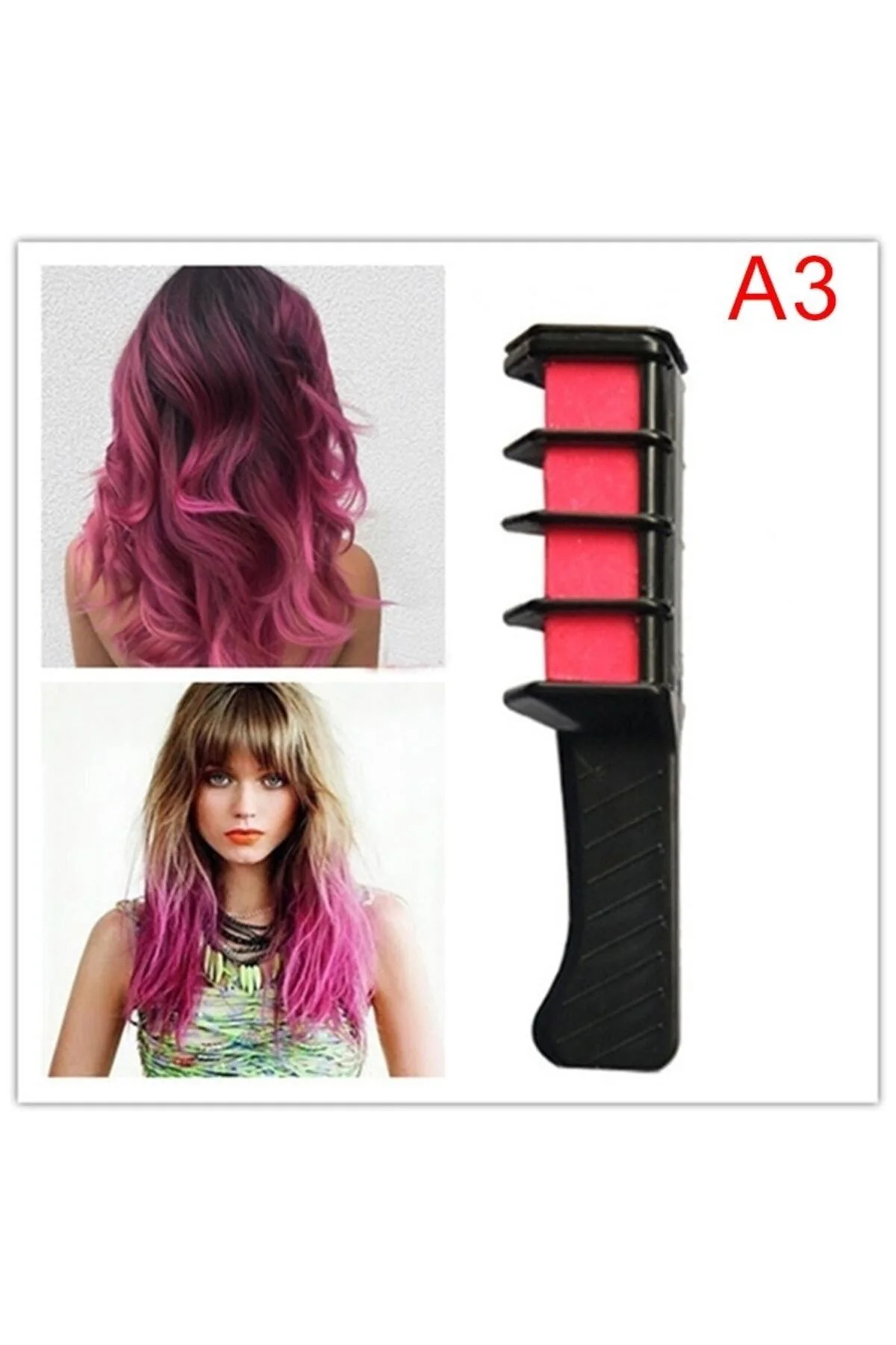 Rengarenk Saç Boyama Tebeşiri - Mini Taraklı Konsept Saç Boyama Seti Hair Chalk Turuncu - pazariz Görsel 3