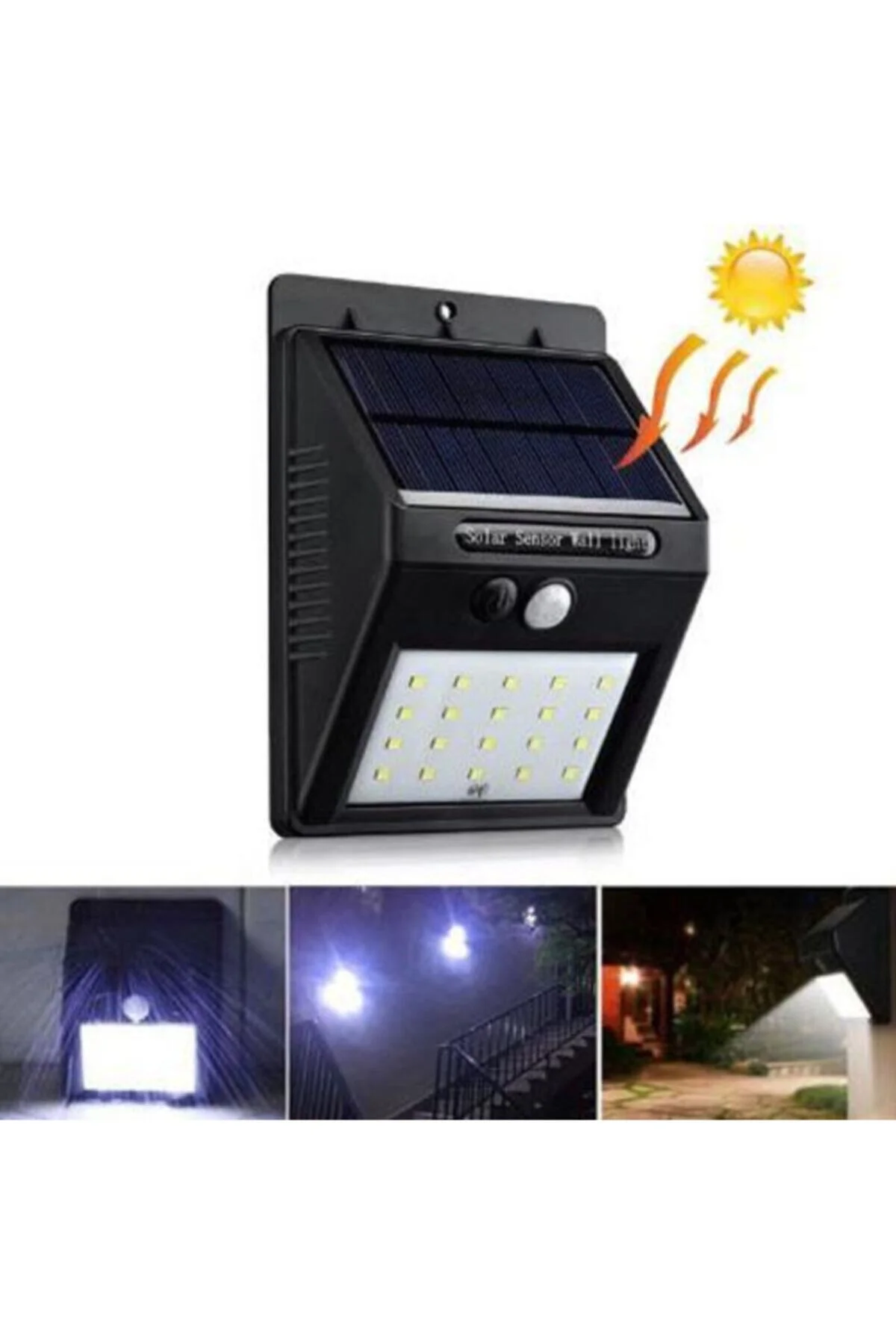 Sensörlü Solar Duvar Lambası 20 Ledli - rennway Görsel 2