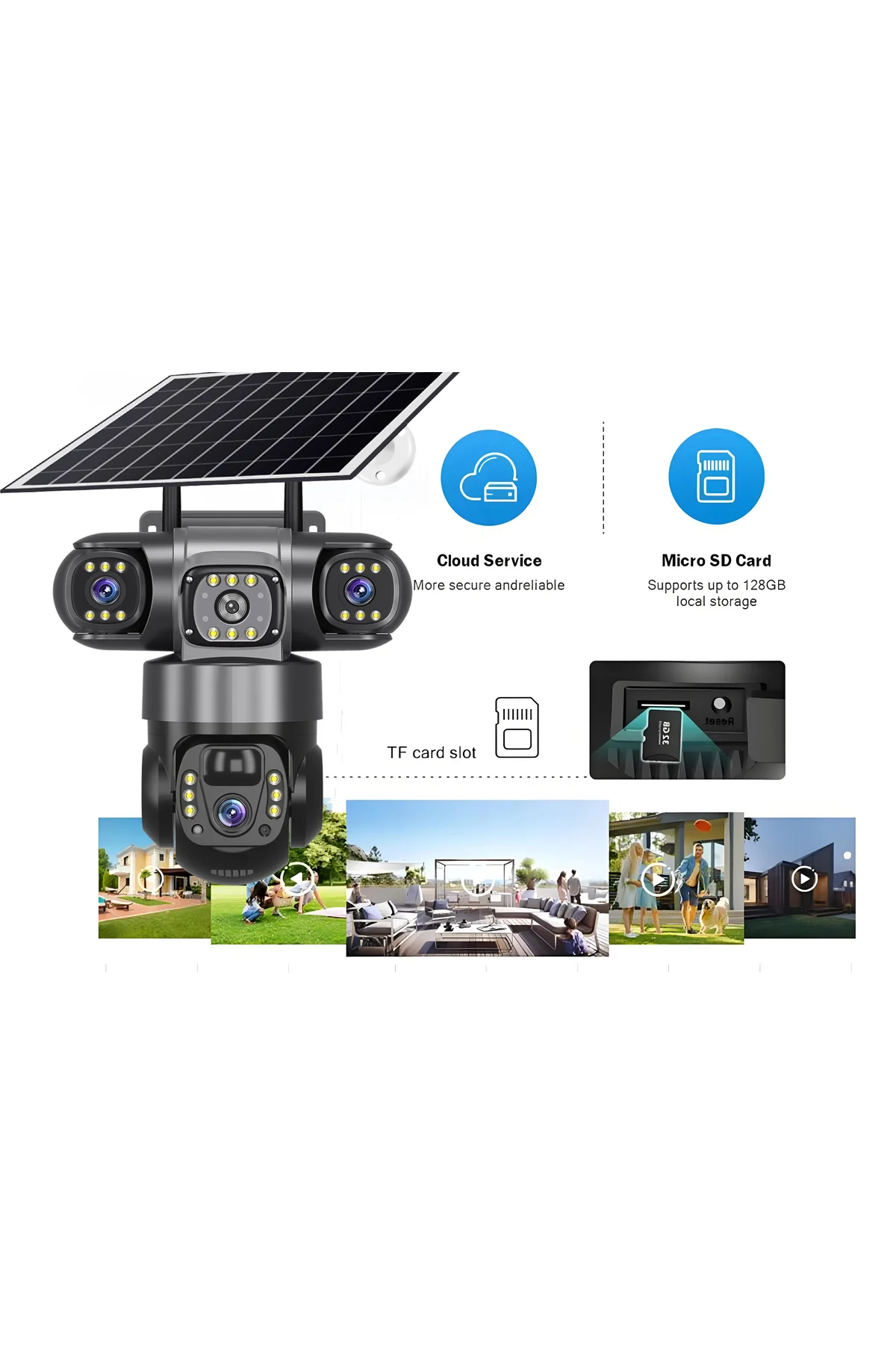12 Mp 3 Kameralı Ultra hd 4g Güneş Enerjili Solar 4G Simkartlı Akıllı Güvenlik Kamerası - pazariz Görsel 7