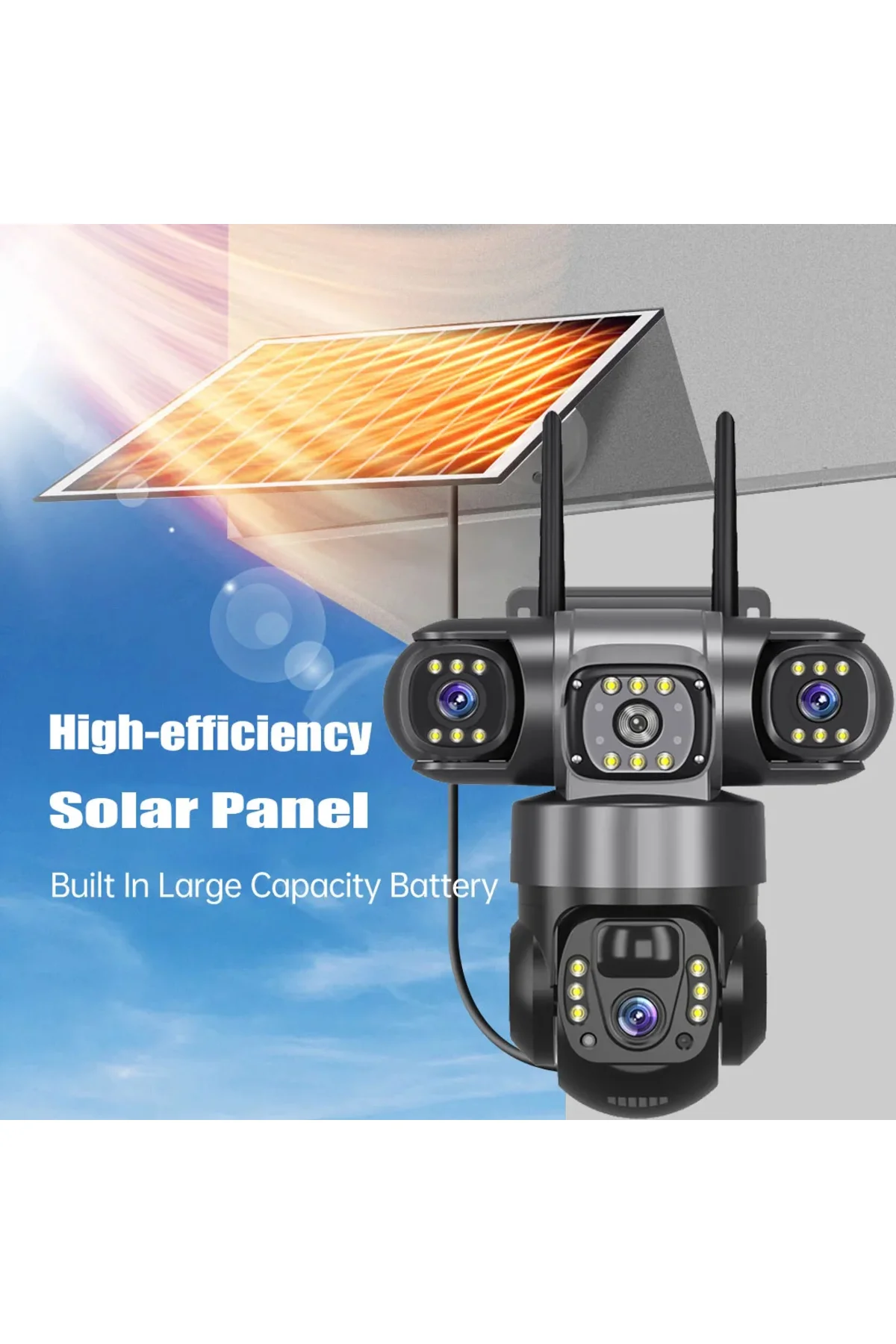 12 Mp 3 Kameralı Ultra hd 4g Güneş Enerjili Solar 4G Simkartlı Akıllı Güvenlik Kamerası - pazariz Görsel 2