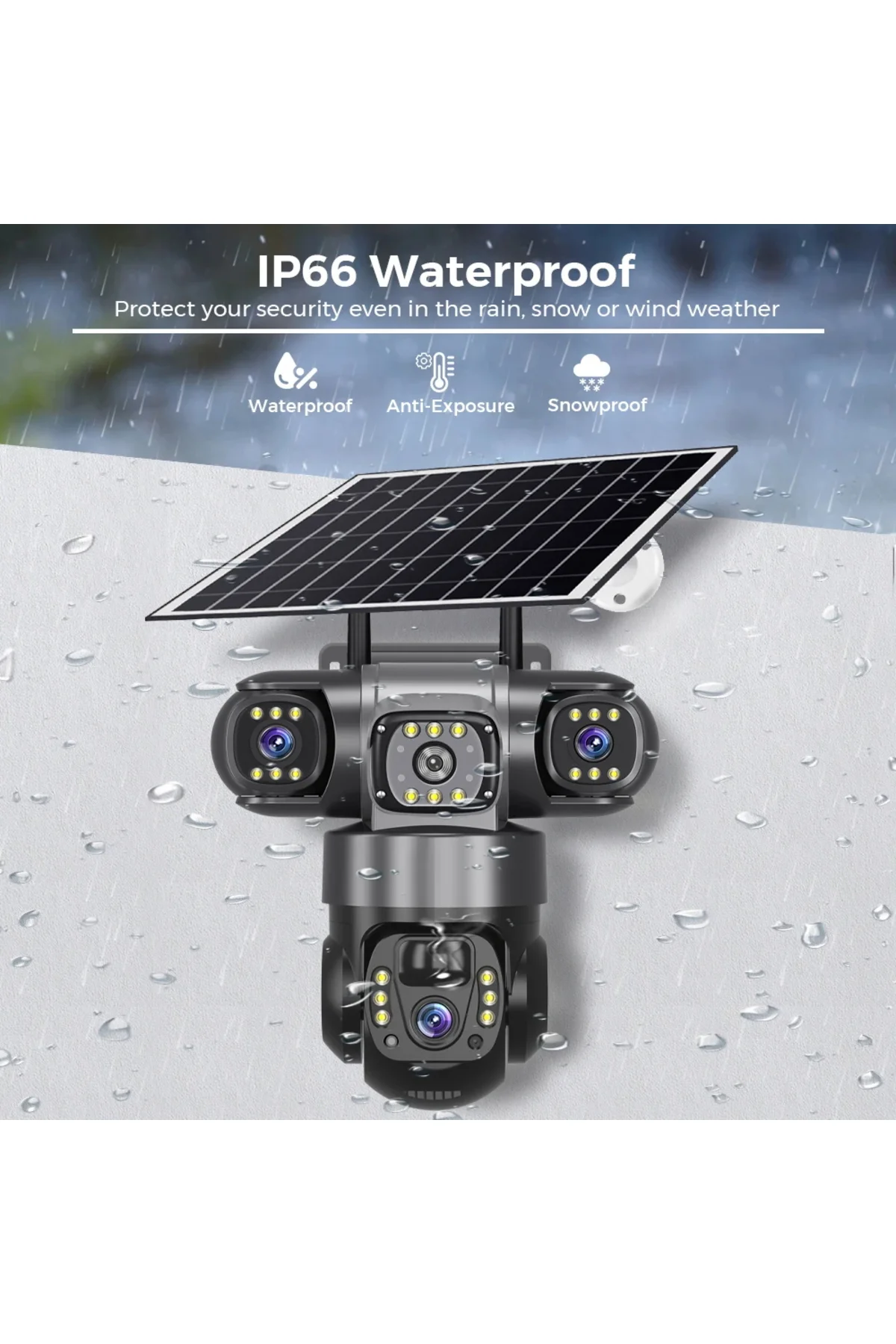12 Mp 3 Kameralı Ultra hd 4g Güneş Enerjili Solar 4G Simkartlı Akıllı Güvenlik Kamerası - pazariz Görsel 3