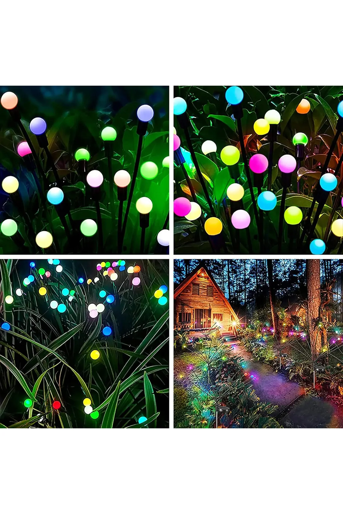 Güneş Enerjili Solar LED Işık, Bahçe Işıkları Ateş Böceği Çiçek Lamba 8 Saçaklı RGB 1 Adet - pazariz Görsel 4