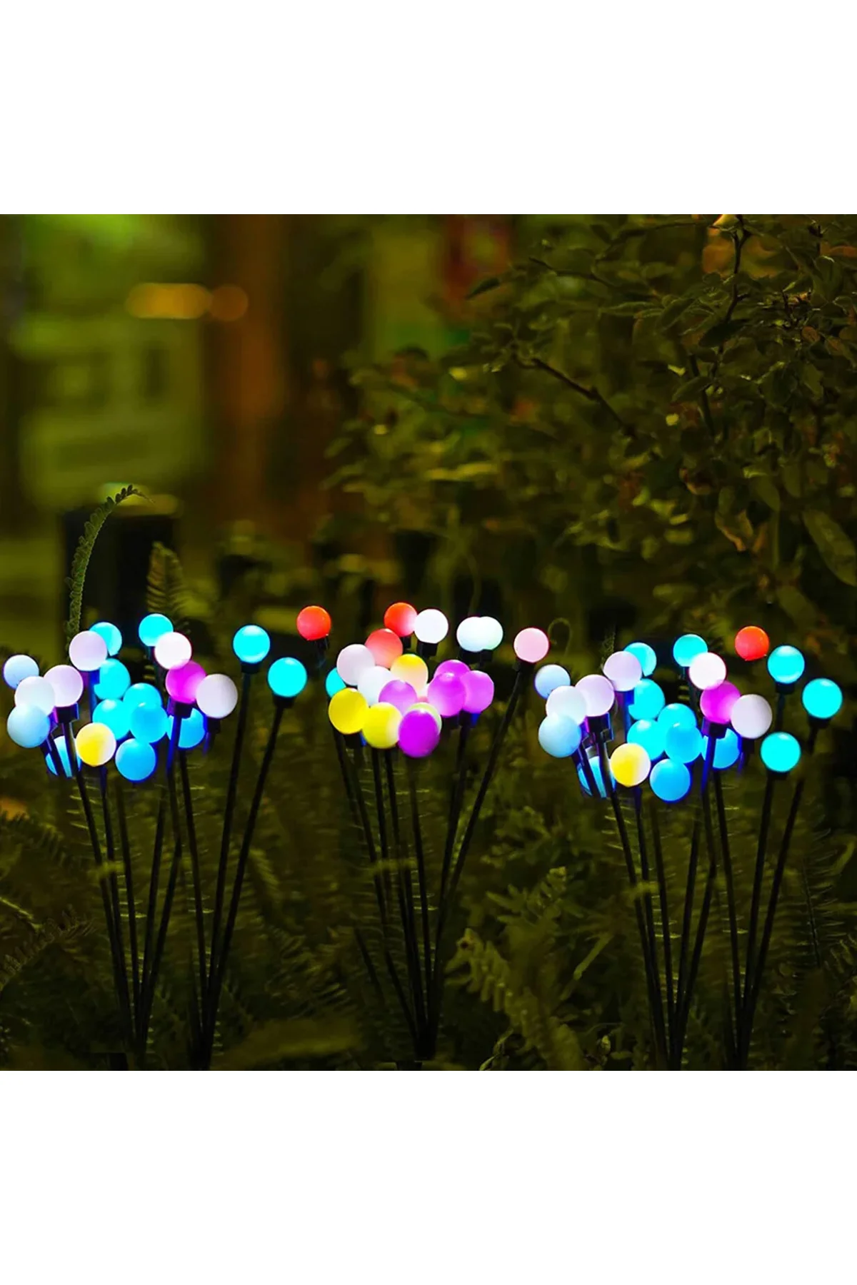 Güneş Enerjili Solar LED Işık, Bahçe Işıkları Ateş Böceği Çiçek Lamba 8 Saçaklı RGB 1 Adet - pazariz Görsel 3