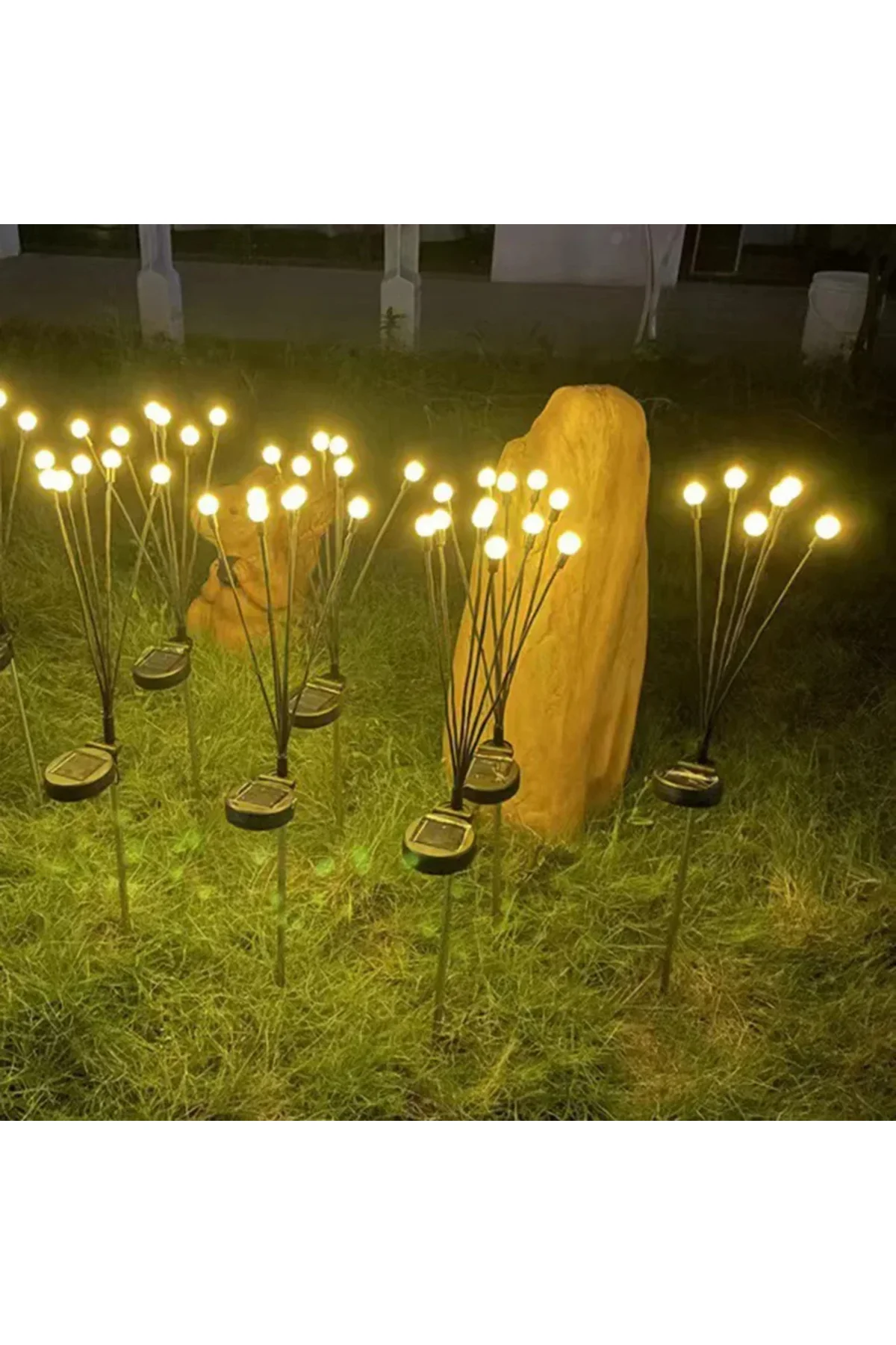 Güneş Enerjili Solar LED Işık, Bahçe Işıkları Ateş Böceği Çiçek Lamba 8 Saçaklı Gün ışığı - pazariz Görsel 5