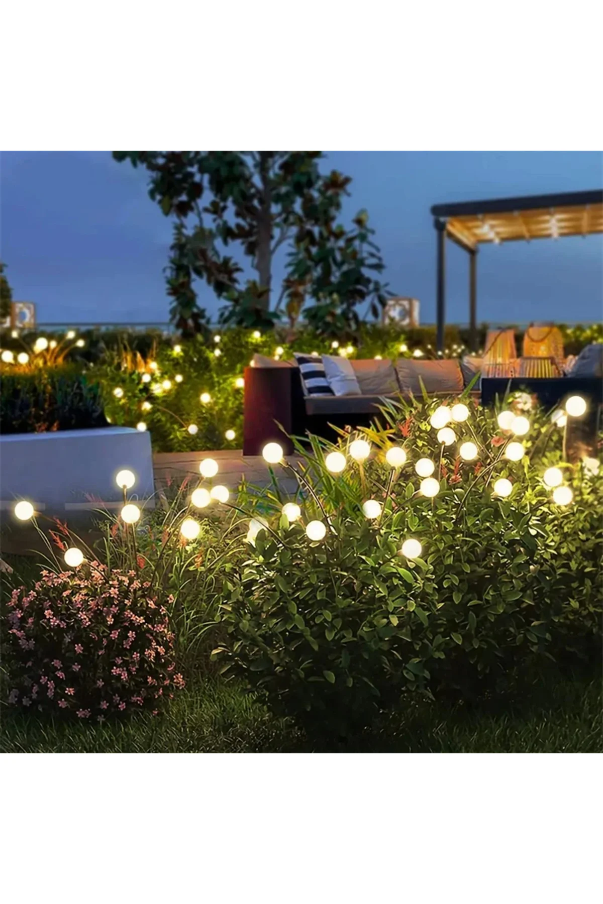 Güneş Enerjili Solar LED Işık, Bahçe Işıkları Ateş Böceği Çiçek Lamba 8 Saçaklı Gün ışığı - pazariz Görsel 4