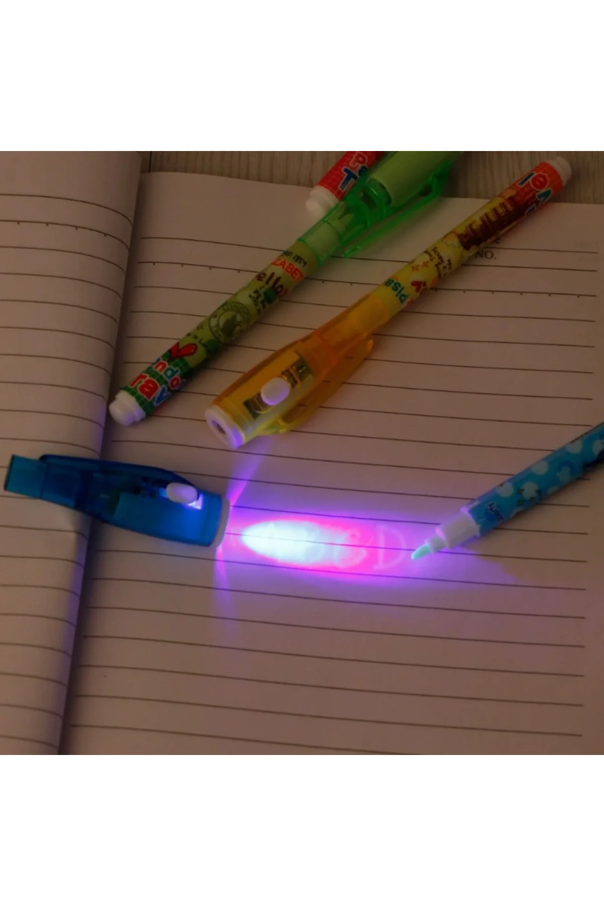 Mor Işıklı Sihirli Görünmez Kalem Işıklı Kalem İnvisible ink Pens Uv Led Light 4 Ad - pazariz Görsel 8