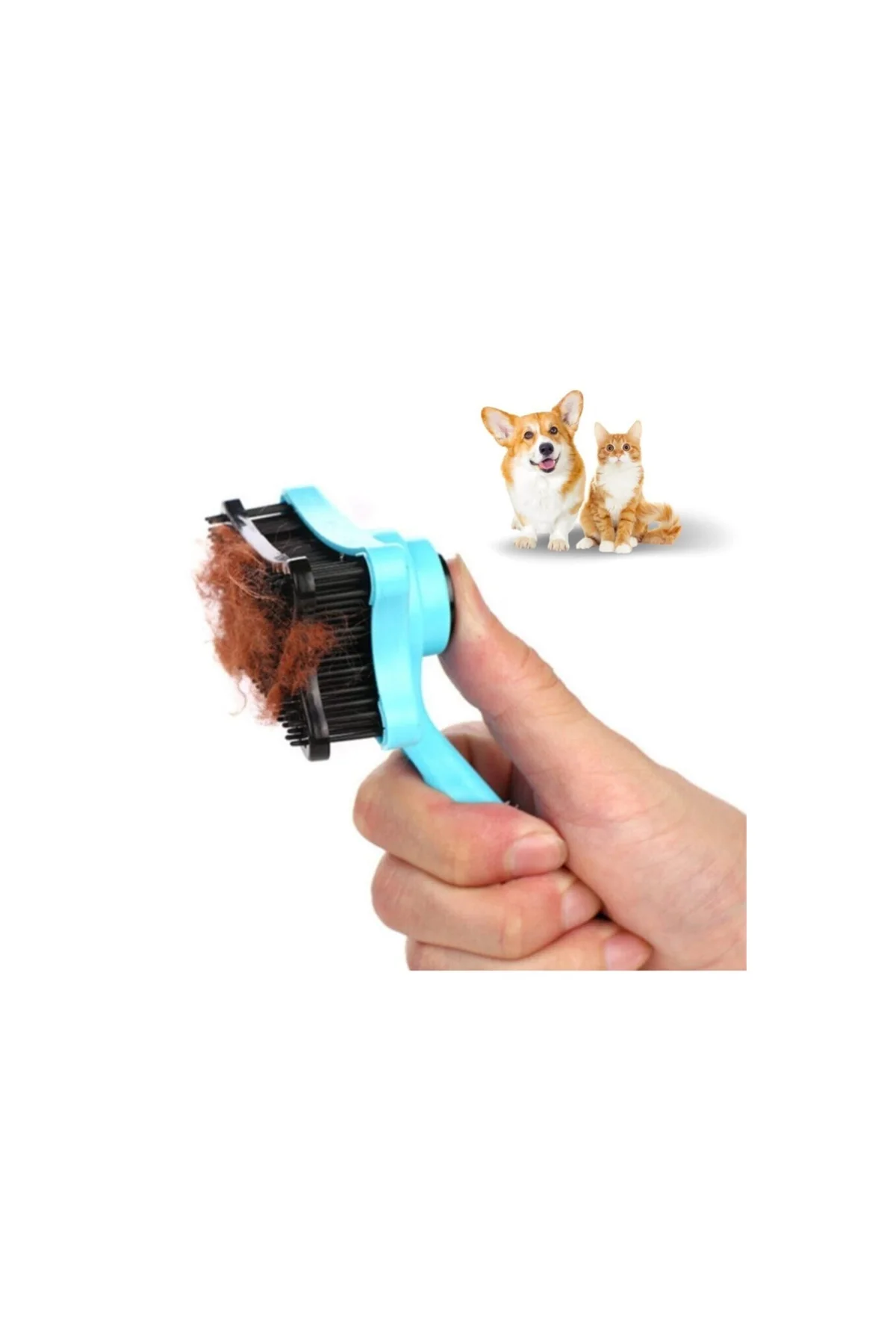 Evcil Hayvan Kedi Köpek Tüy Toplayıcı Otomatik Tuşlu Pet Tarak - PAZARIZ Görsel 2