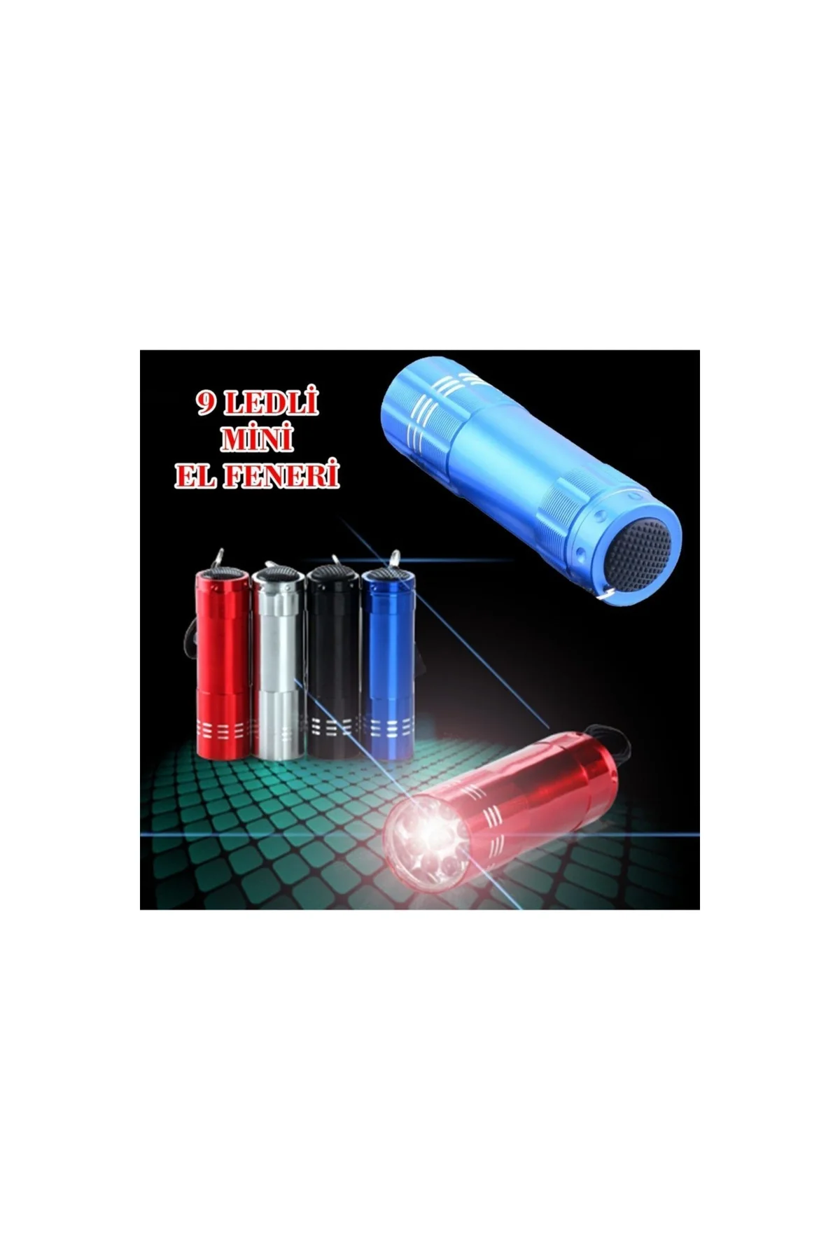 Süper Parlak 9 Ledli Metal Mini El Feneri