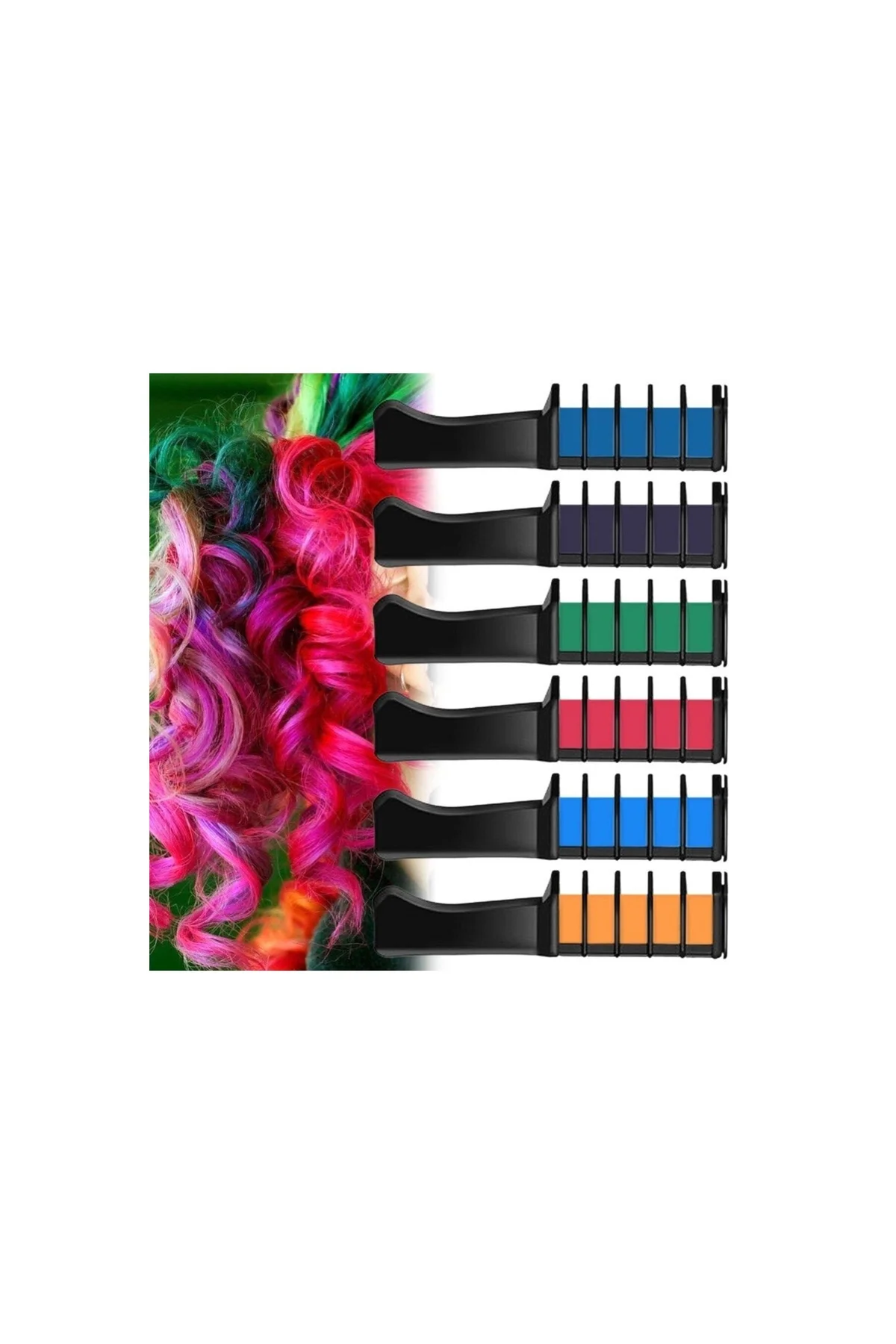 Rengarenk Saç Boyama Tebeşiri - Mini Taraklı Konsept Saç Boyama Seti Hair Chalk Kırmızı - PAZARIZ Görsel 4