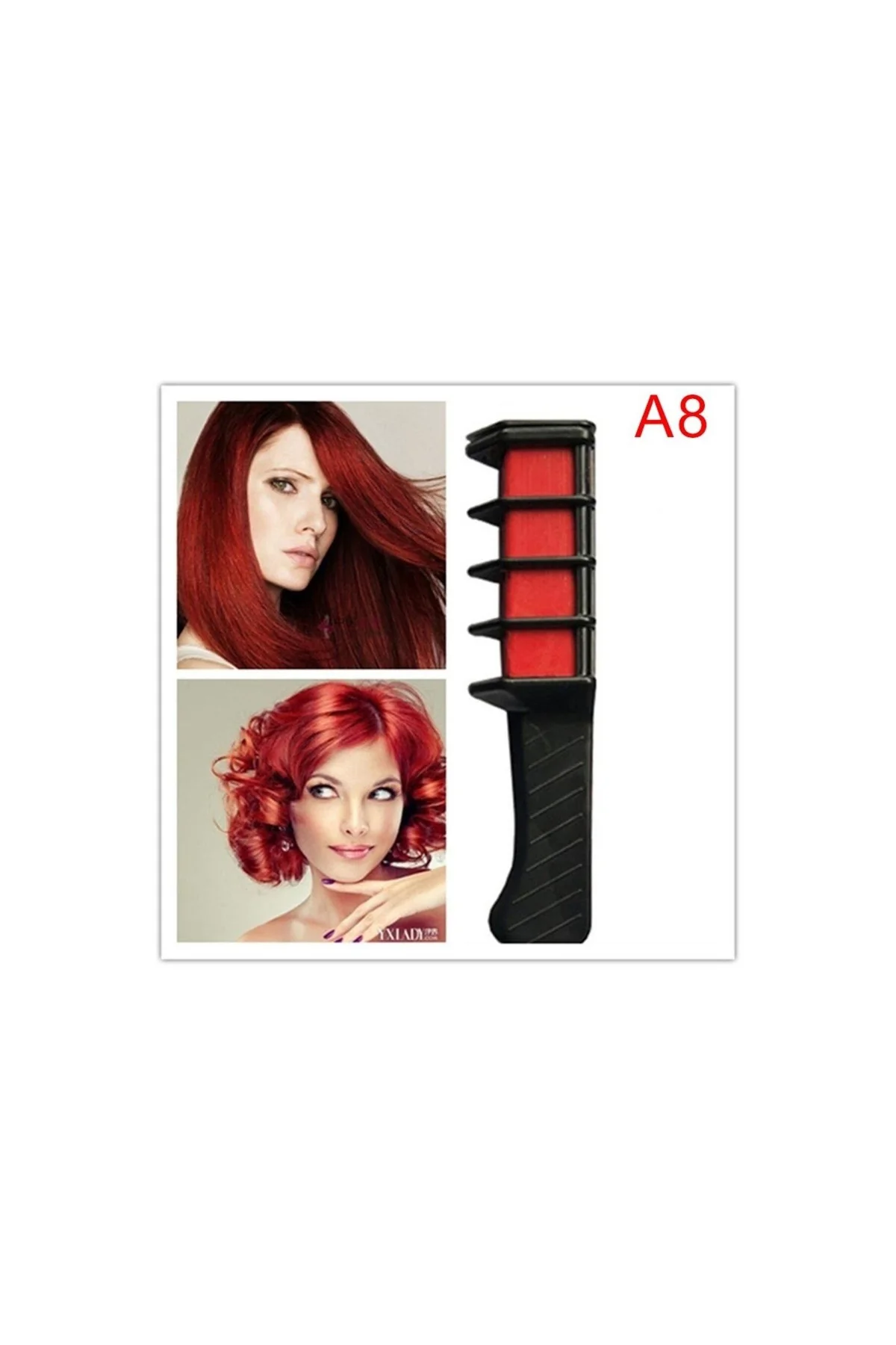 Rengarenk Saç Boyama Tebeşiri - Mini Taraklı Konsept Saç Boyama Seti Hair Chalk Kırmızı - PAZARIZ Görsel 2