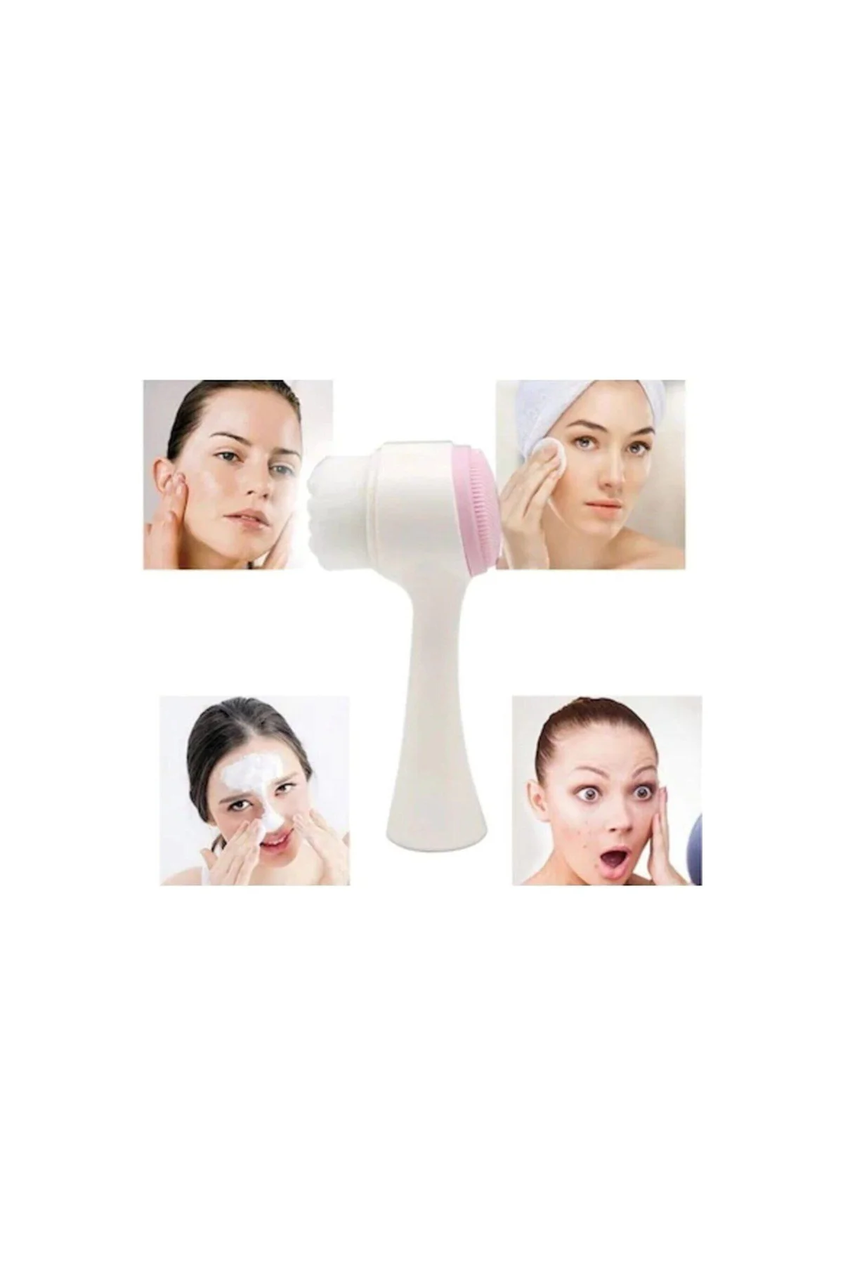 Çift Taraflı Yüz Cilt Gözenek Temizleme Fırçası Peeling Fırça - PAZARIZ Görsel 4