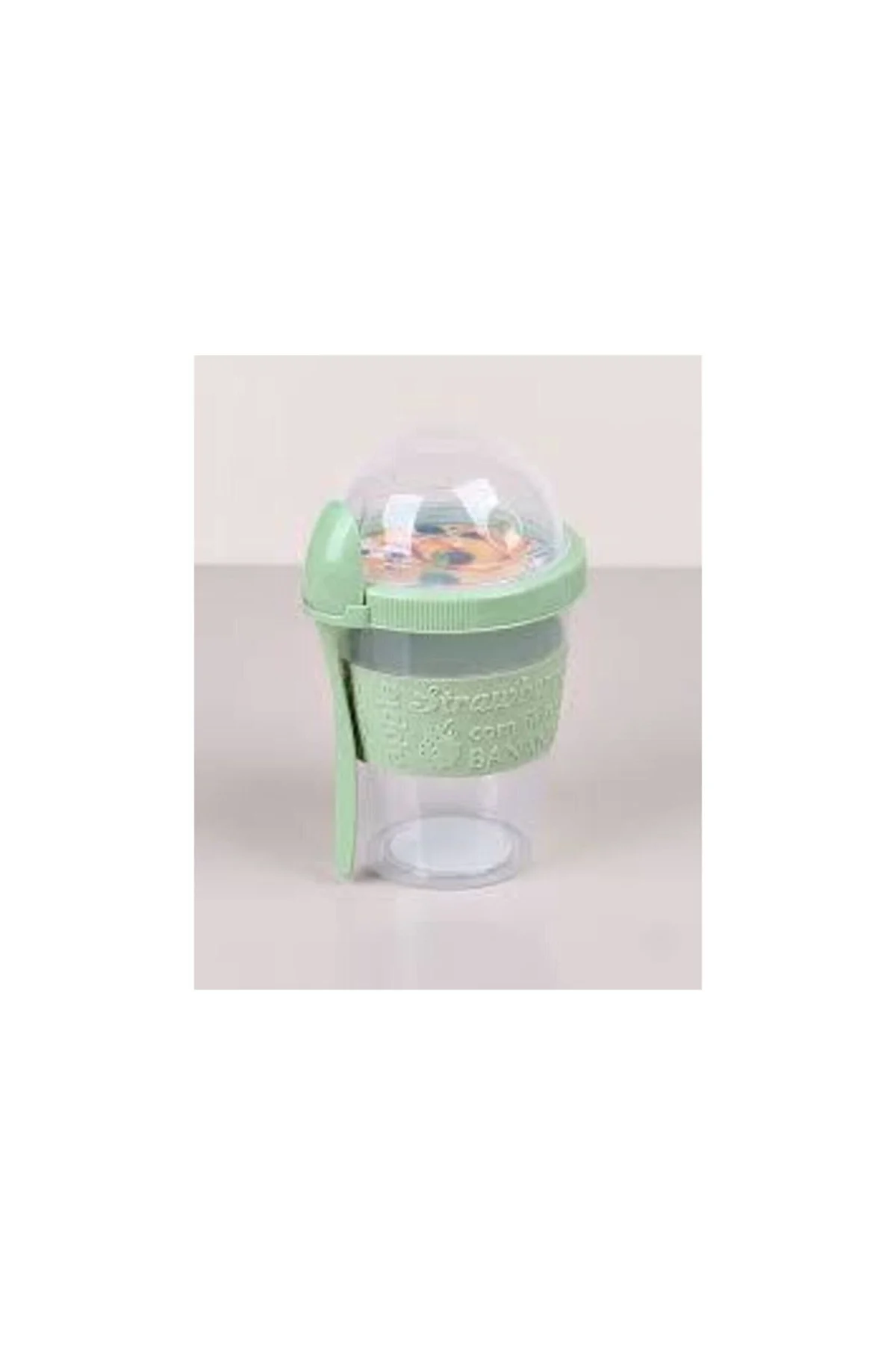 Meyve Hazneli - Kaşıklı Portatif Yoğurt Kabı 600 Ml Yeşil