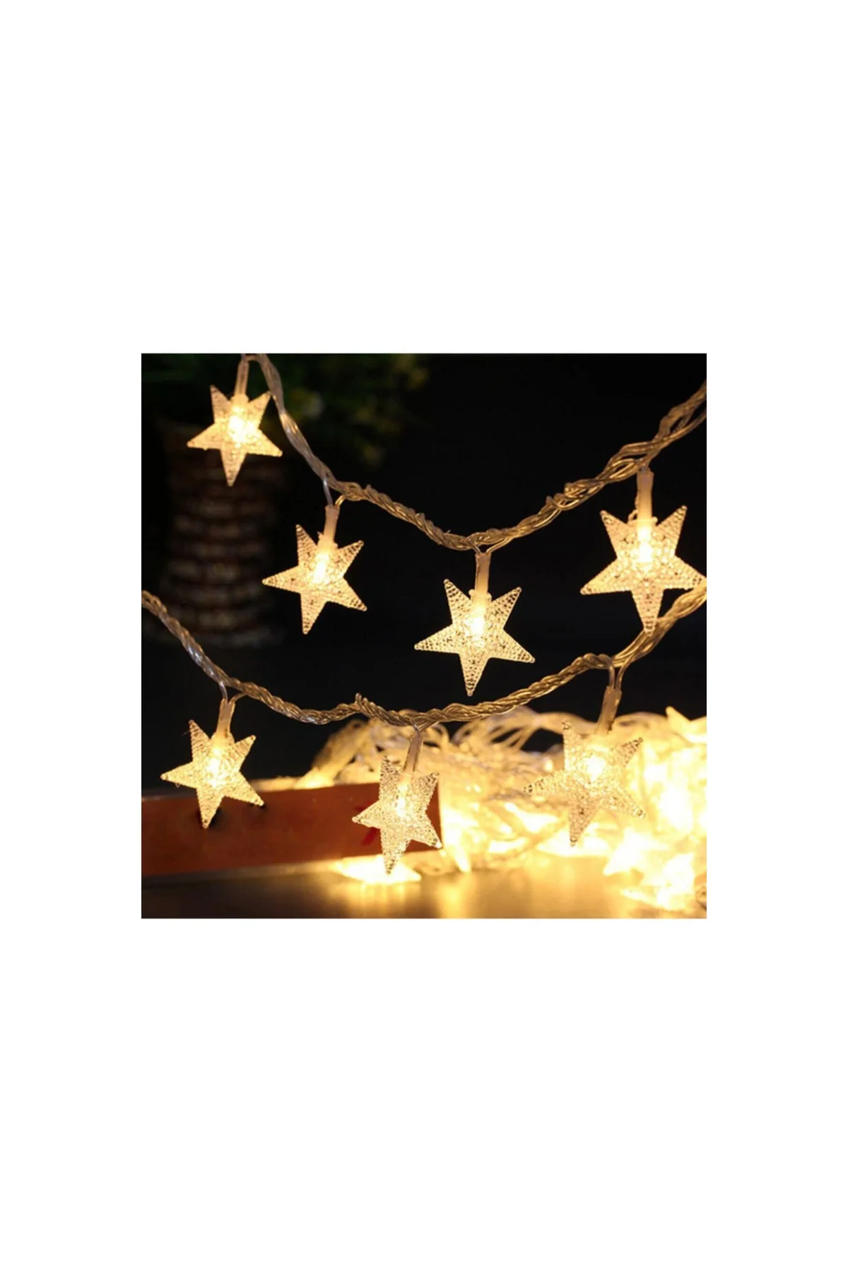 3,5 Metre 20 Günışığı Yıldız Led / Animasyonlu/ Yılbaşı Süsü/şeffaf Kablo